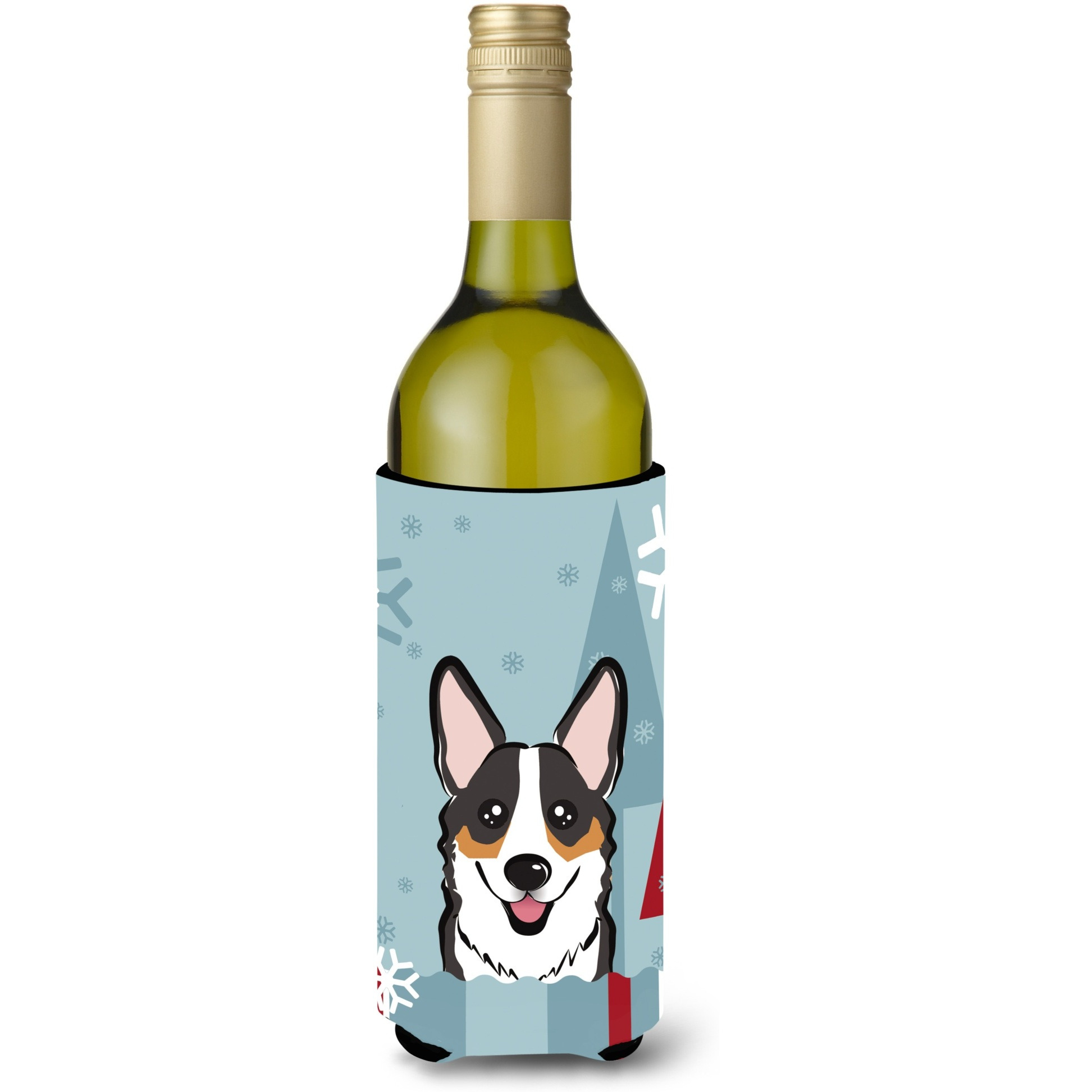 &quotCaroline's Treasures Winter Holiday Tricolor Corgi Wine Bottle Koozie Hugger, 750 ml, Multicolor"