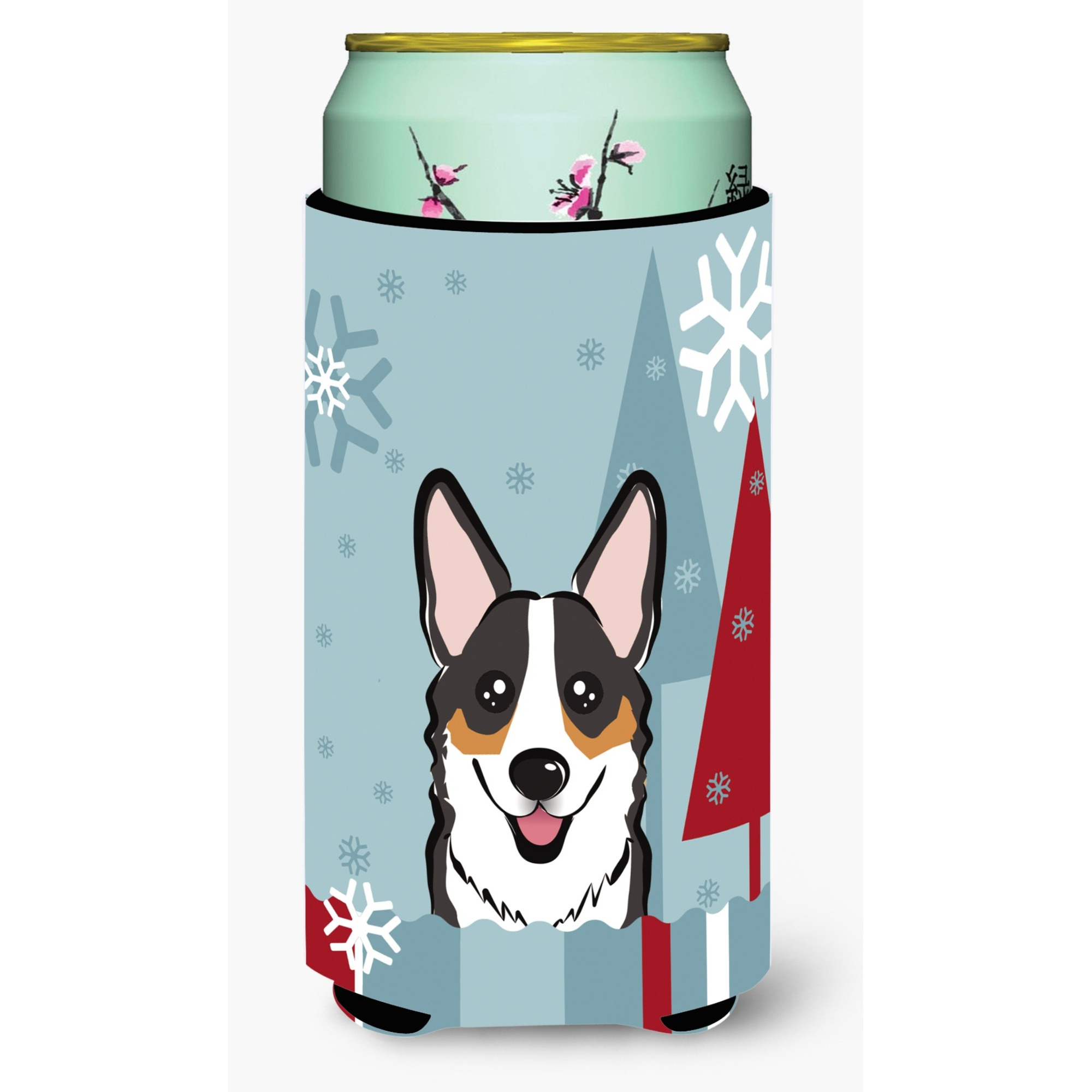 &quotCaroline's Treasures Winter Holiday Tricolor Corgi Tall Boy Koozie Hugger, Multicolor"