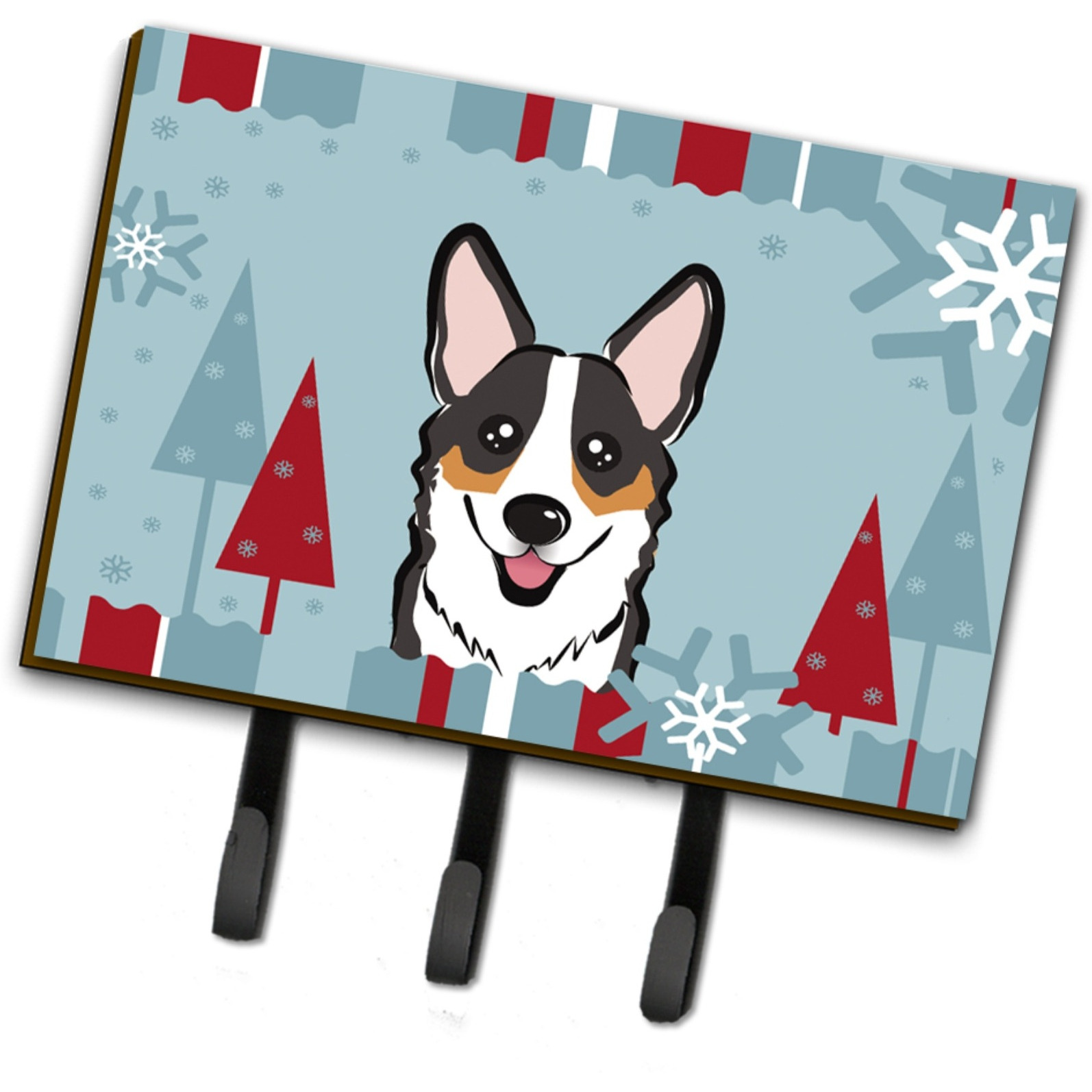 &quotCaroline's Treasures BB1751TH68 Winter Holiday Tricolor Corgi Leash or Key Holder, Large, Multicolor"
