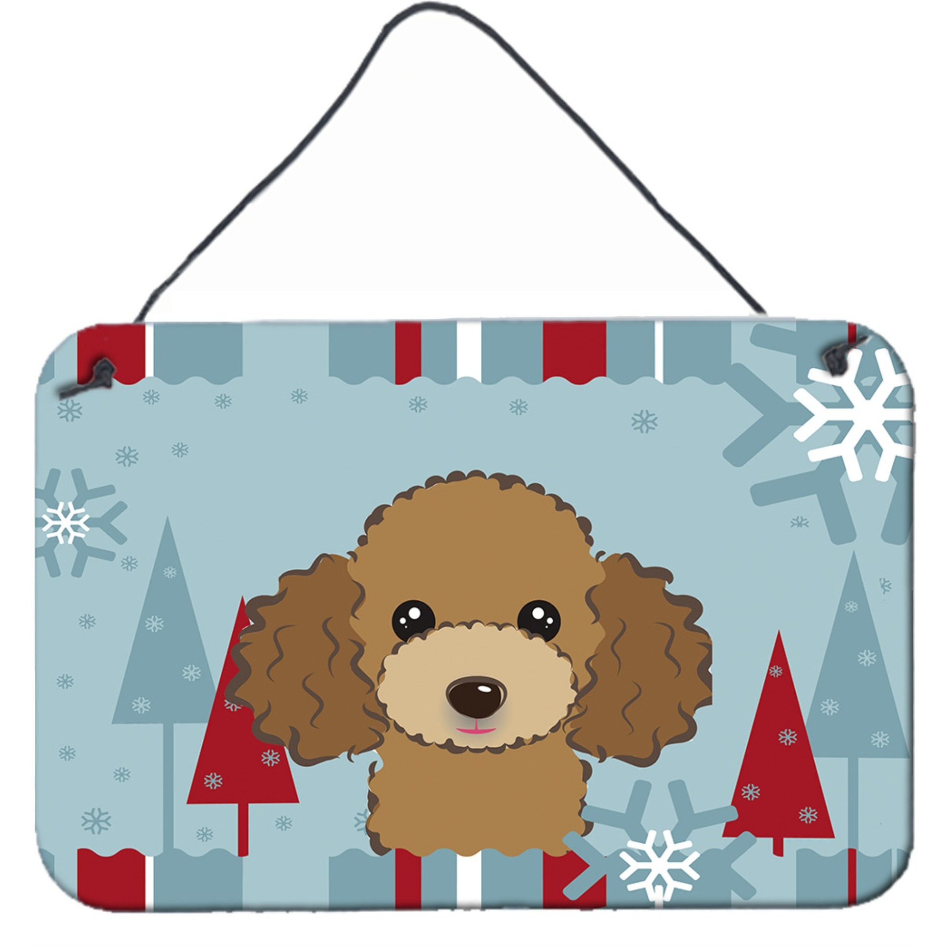 &quotCaroline's Treasures Winter Holiday Chocolate Brown Poodle Wall or Door Hanging Prints BB1752DS812, 8HX12W"