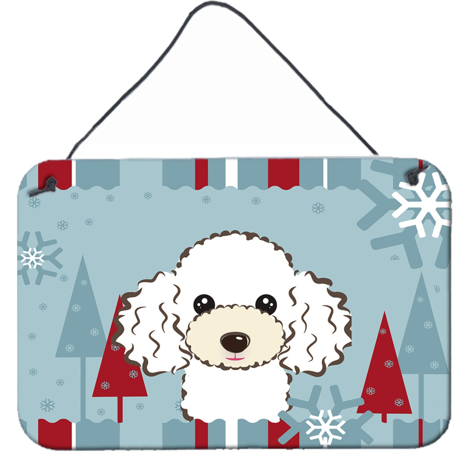 &quotCaroline's Treasures Winter Holiday White Poodle Wall or Door Hanging Prints BB1753DS812, 8"&quotH x 12"&quotW, Multicolor"