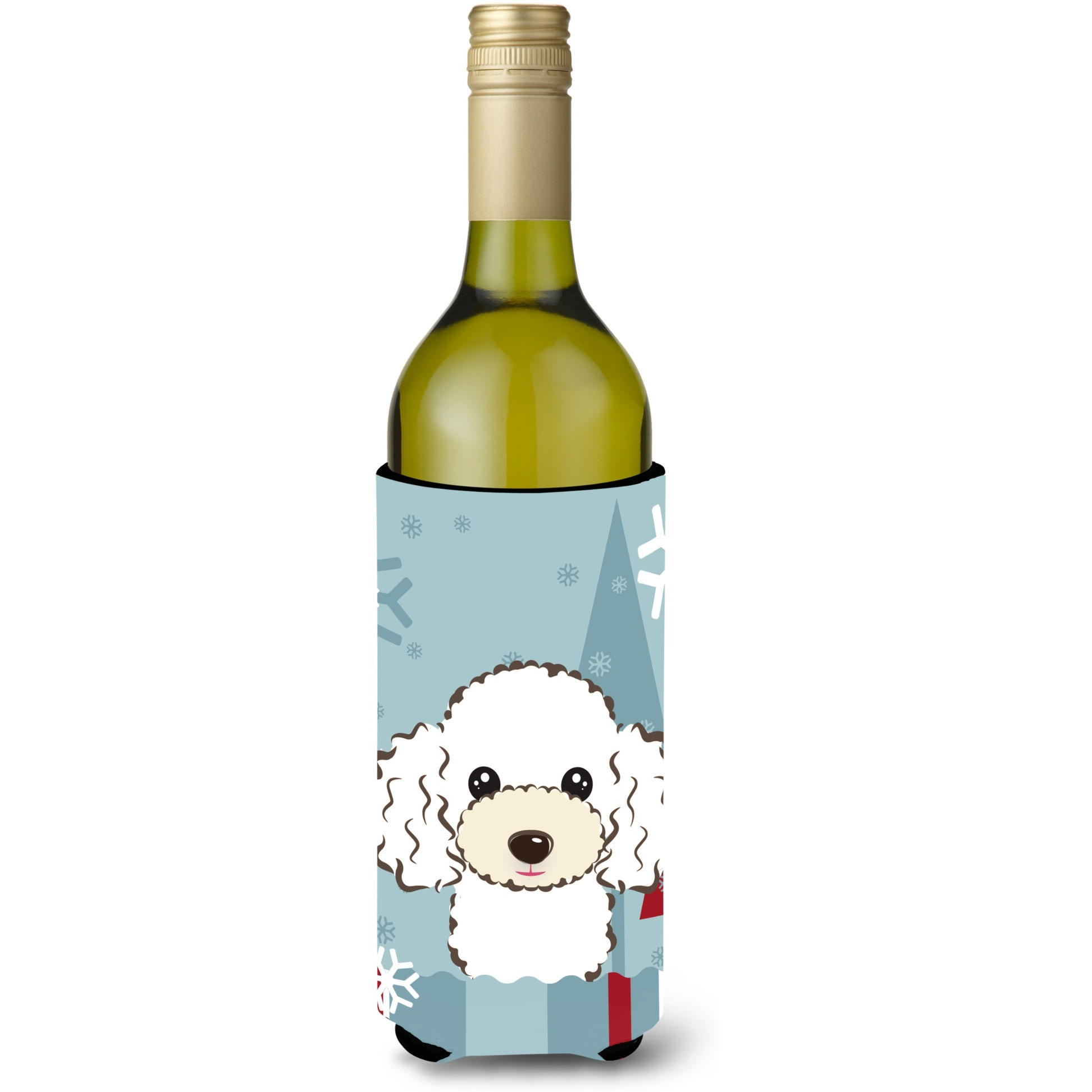 &quotCaroline's Treasures Winter Holiday White Poodle Wine Bottle Koozie Hugger, 750 ml, Multicolor"