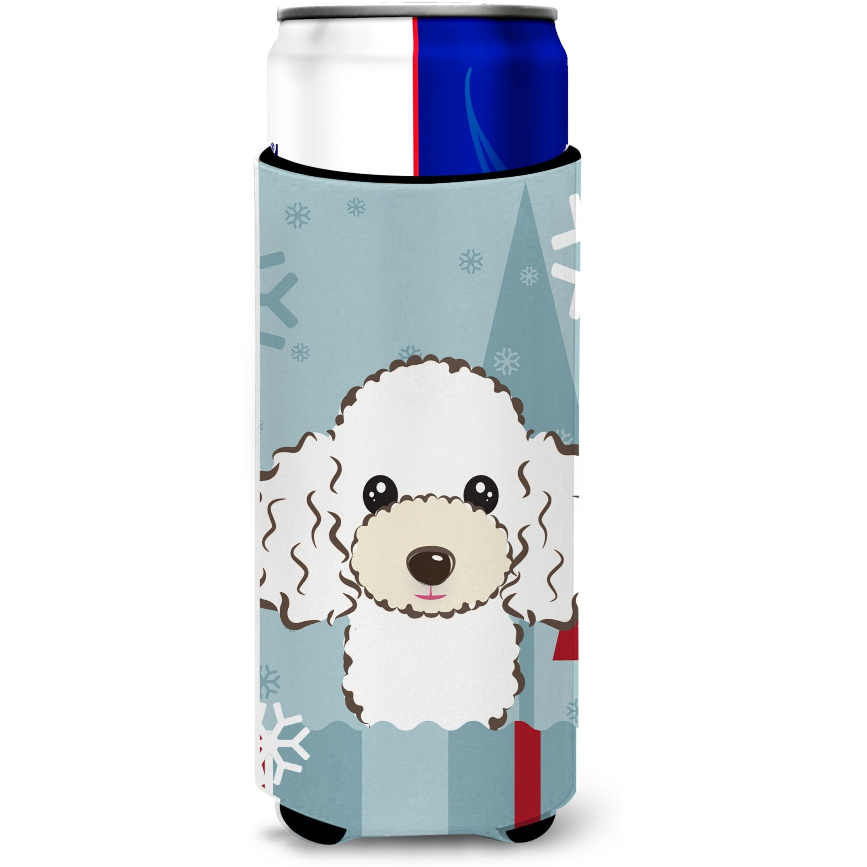 &quotCaroline's Treasures Winter Holiday White Poodle Michelob Ultra Koozies for Slim Cans, Multicolor"