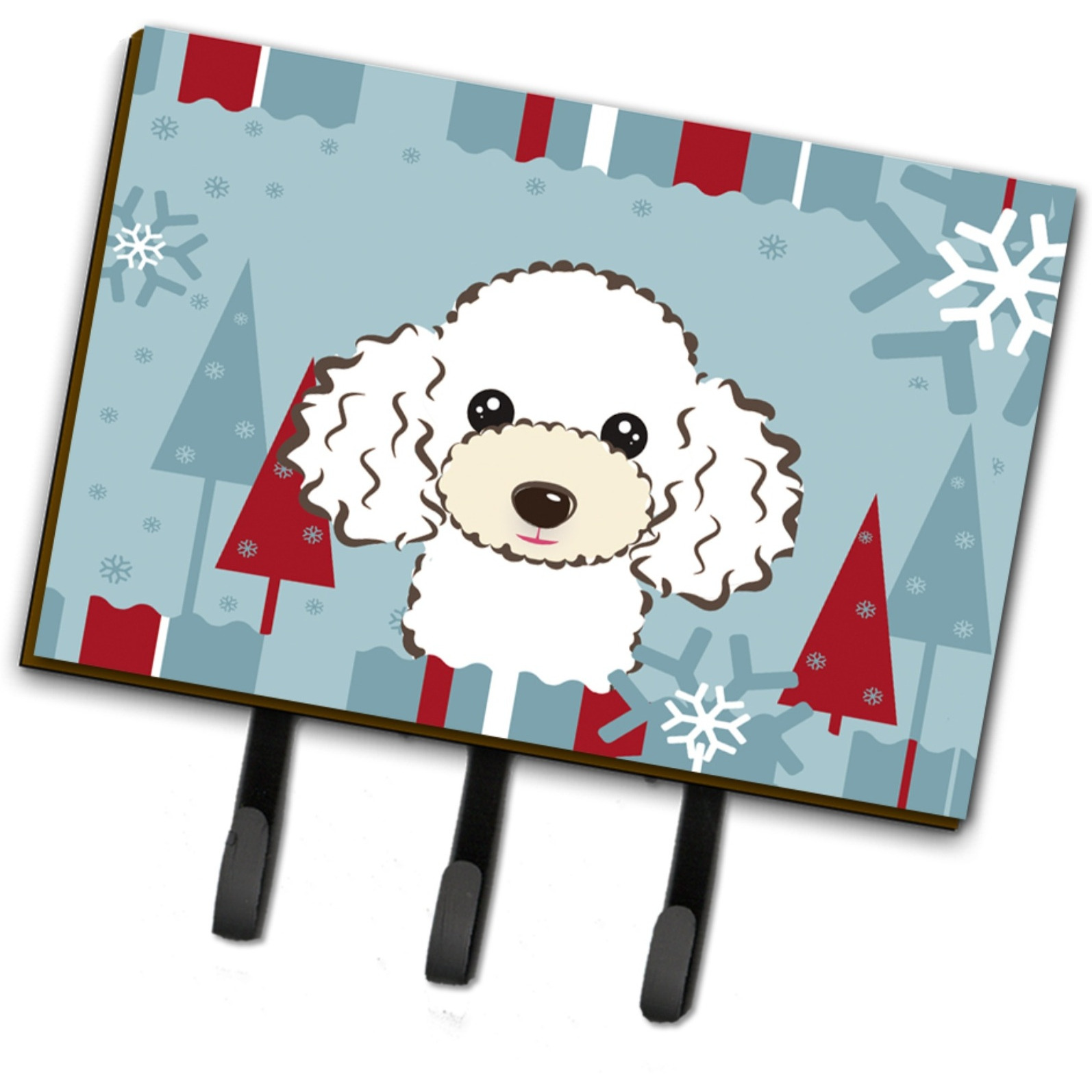 &quotCaroline's Treasures BB1753TH68 Winter Holiday White Poodle Leash or Key Holder, Large, Multicolor"