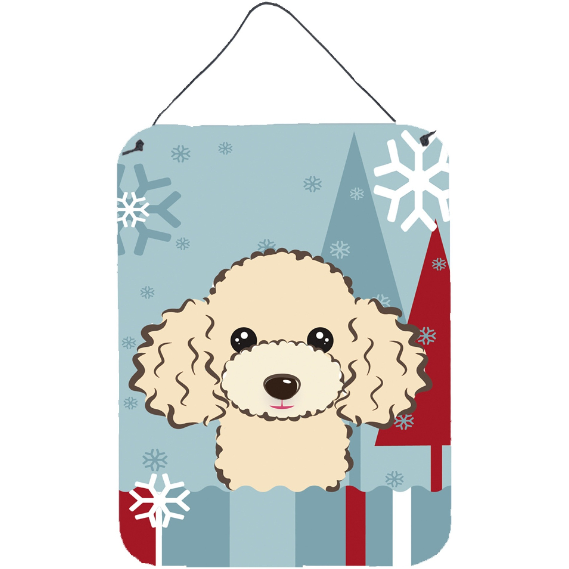 &quotCaroline's Treasures Winter Holiday Buff Poodle Wall or Door Hanging Prints BB1754DS1216, 16HX12W, Multicolor"