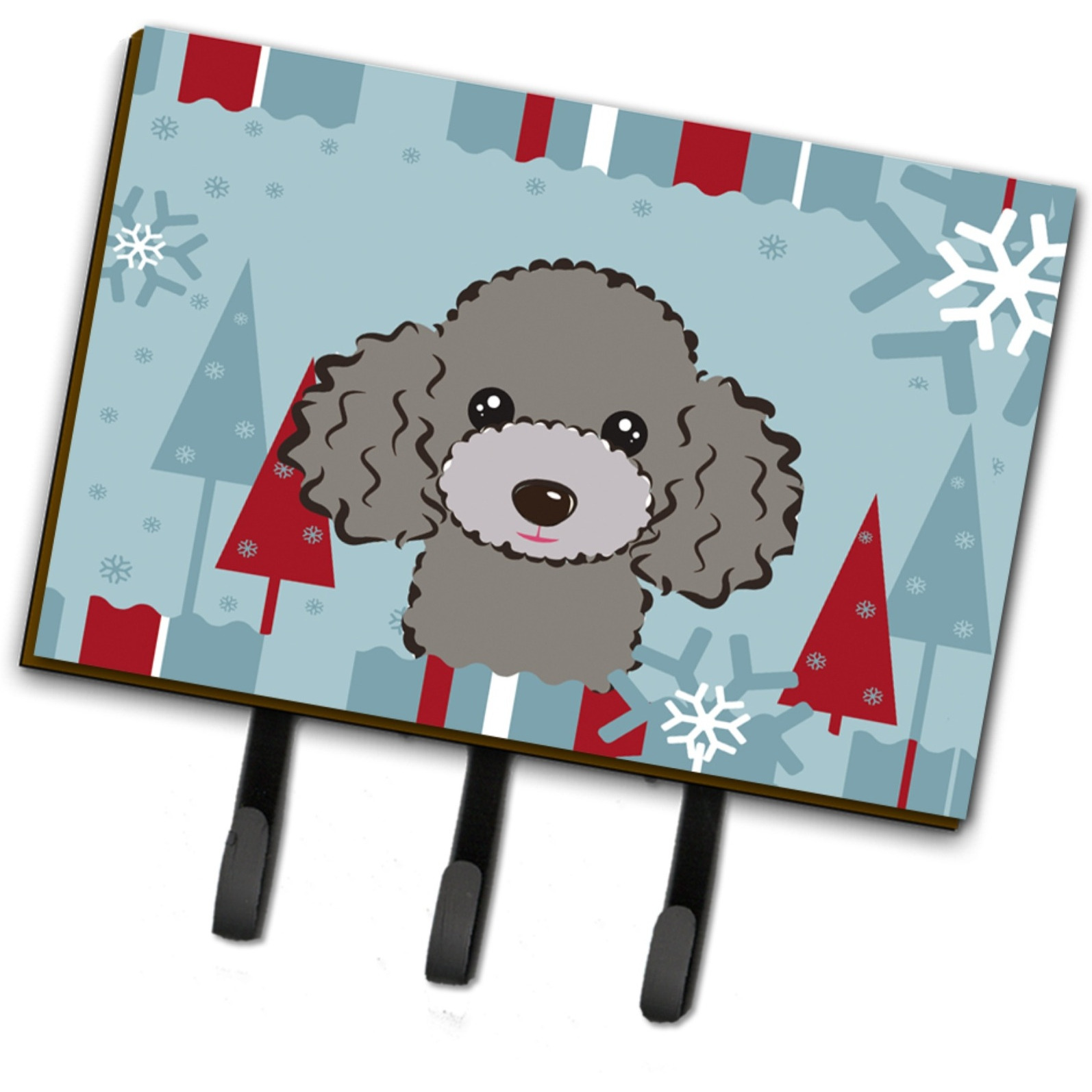 &quotCaroline's Treasures BB1755TH68 Winter Holiday Silver Gray Poodle Leash or Key Holder, Large, Multicolor"