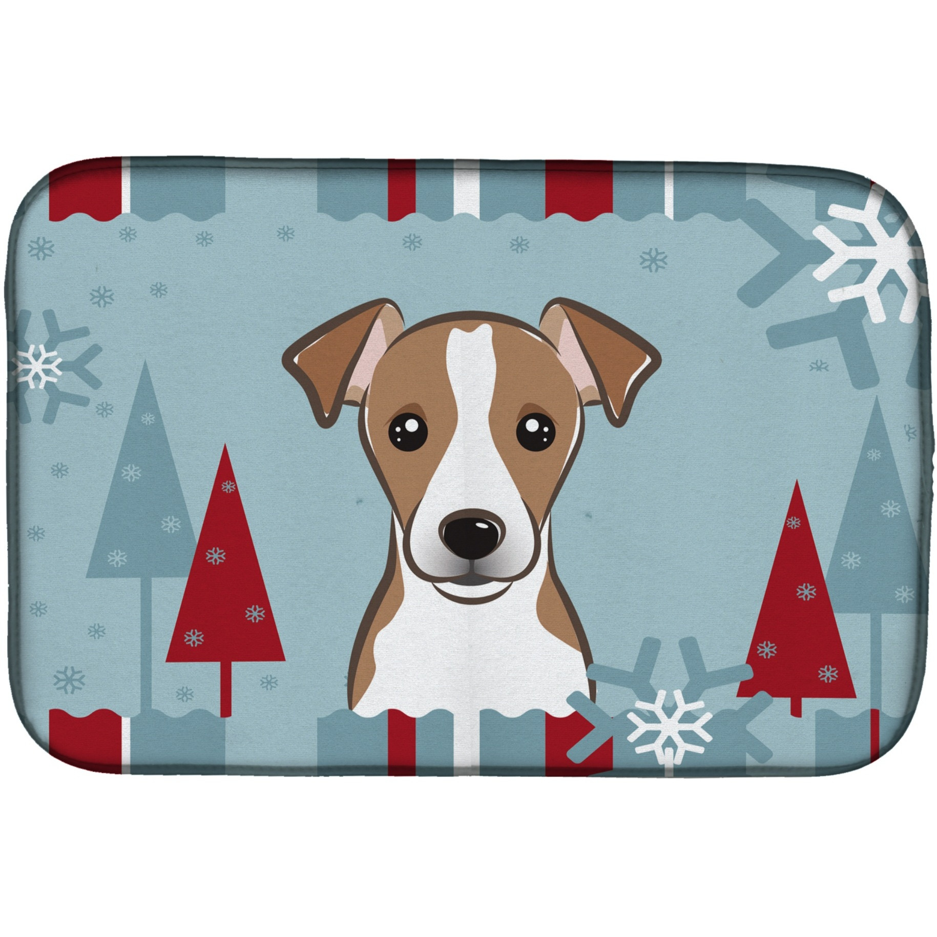 &quotCaroline's Treasures Winter Holiday Jack Russell Terrier Dish Drying Mat, 14 x 21"