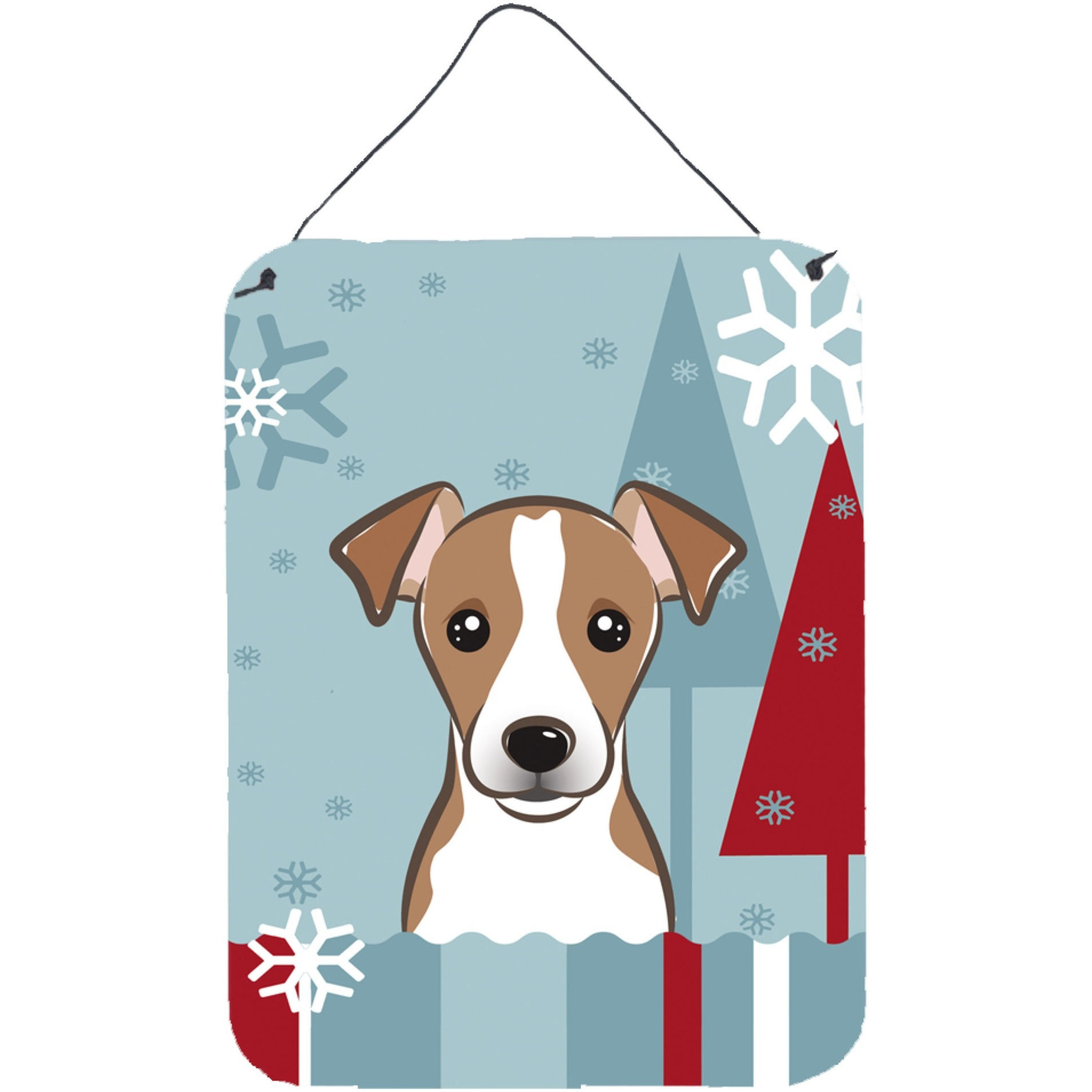 &quotCaroline's Treasures Winter Holiday Jack Russell Terrier Wall or Door Hanging Prints BB1756DS1216, 16HX12W, Multicolor"