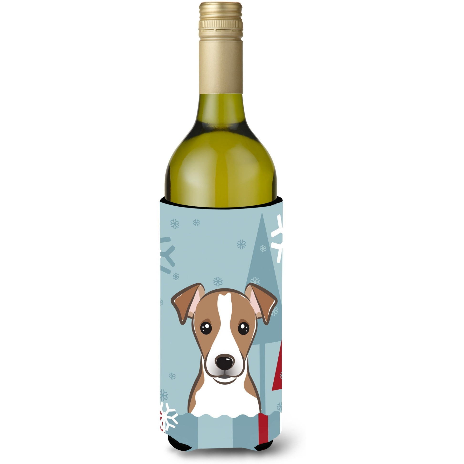 &quotCaroline's Treasures BB1756LITERK Winter Holiday Jack Russell Terrier Wine Bottle Koozie Hugger, 750 ml, Multicolor"
