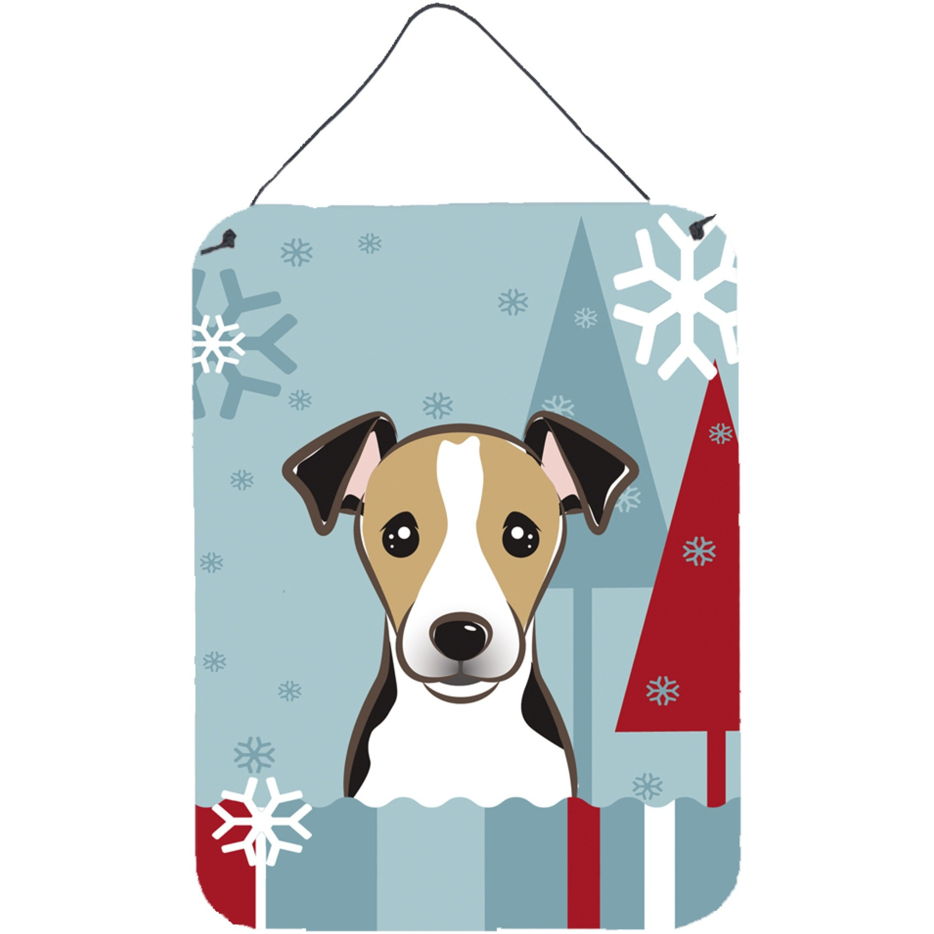 &quotCaroline's Treasures Winter Holiday Jack Russell Terrier Wall or Door Hanging Prints BB1757DS1216, 16HX12W, Multicolor"