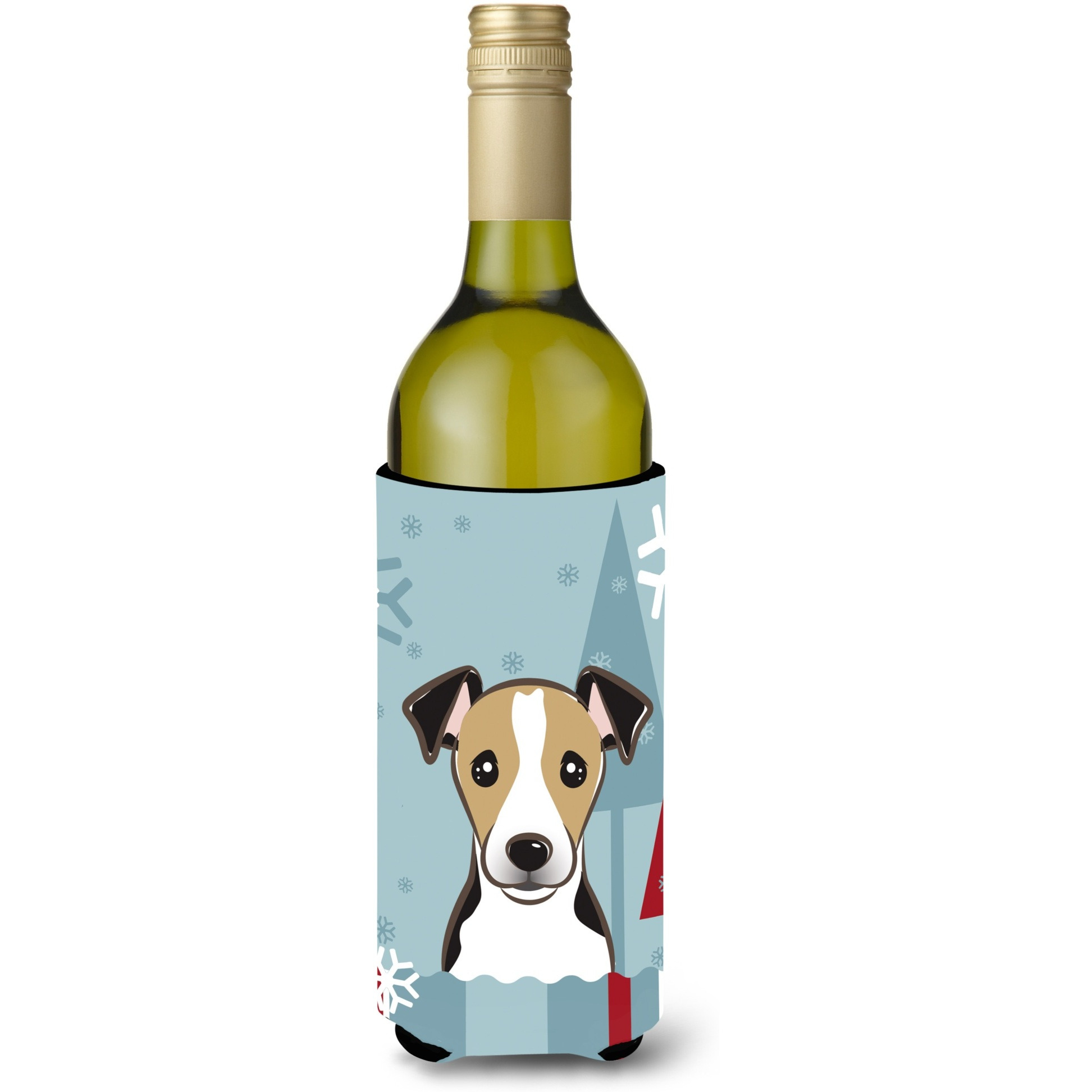 &quotCaroline's Treasures BB1757LITERK Winter Holiday Jack Russell Terrier Wine Bottle Koozie Hugger, 750 ml, Multicolor"