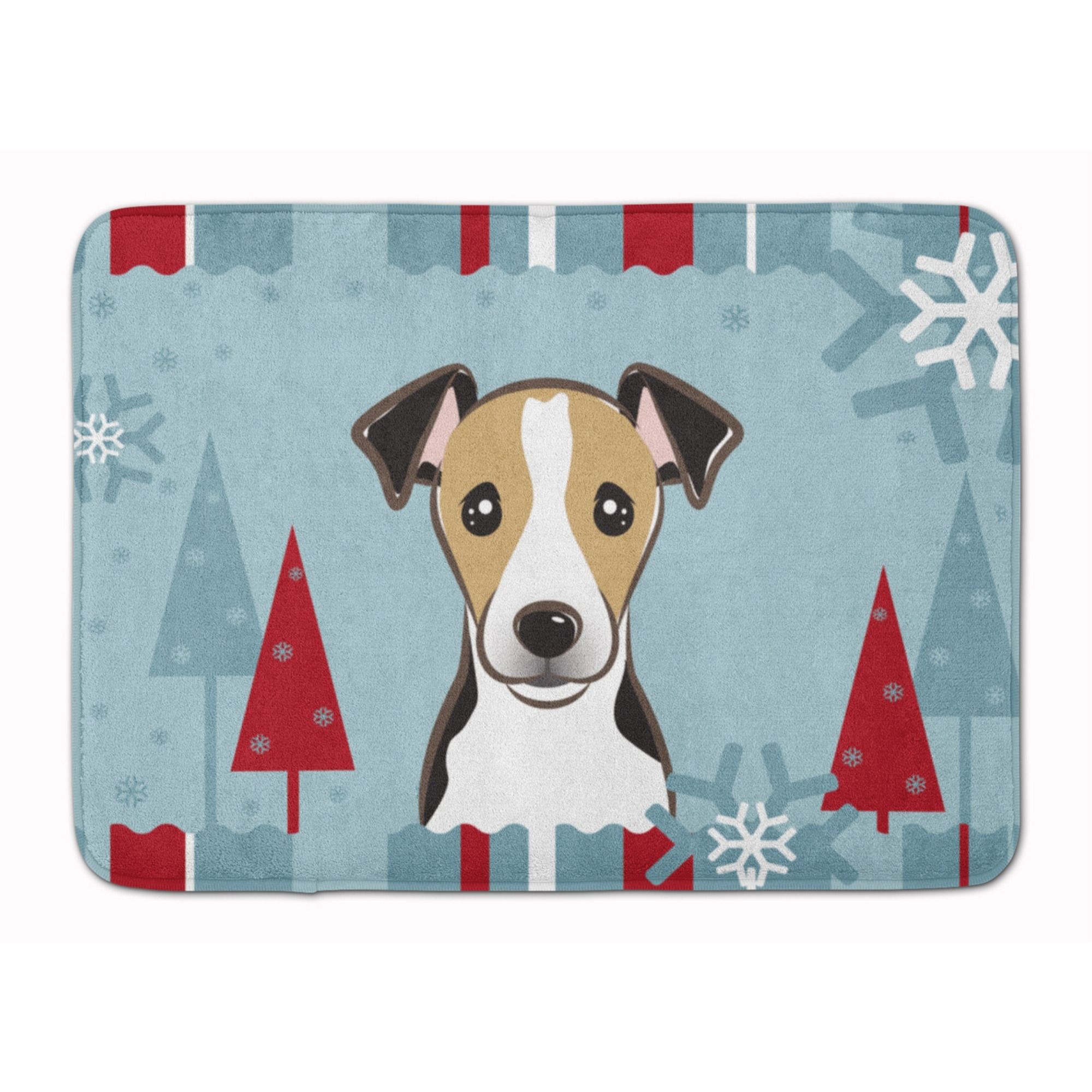 &quotCaroline's Treasures Winter Holiday Jack Russell Terrier Floor Mat, 19"" x 27"", Multicolor"