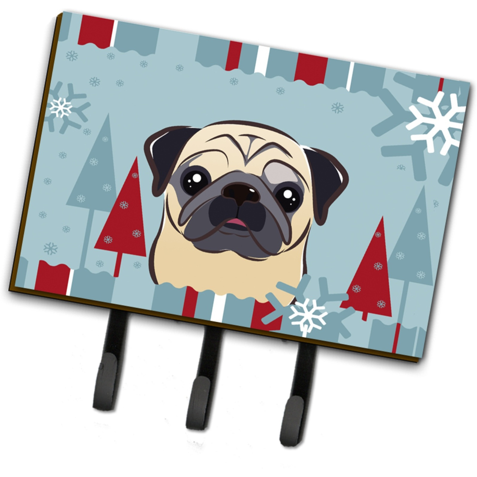 &quotCaroline's Treasures BB1758TH68 Winter Holiday Fawn Pug Leash or Key Holder, Large, Multicolor"