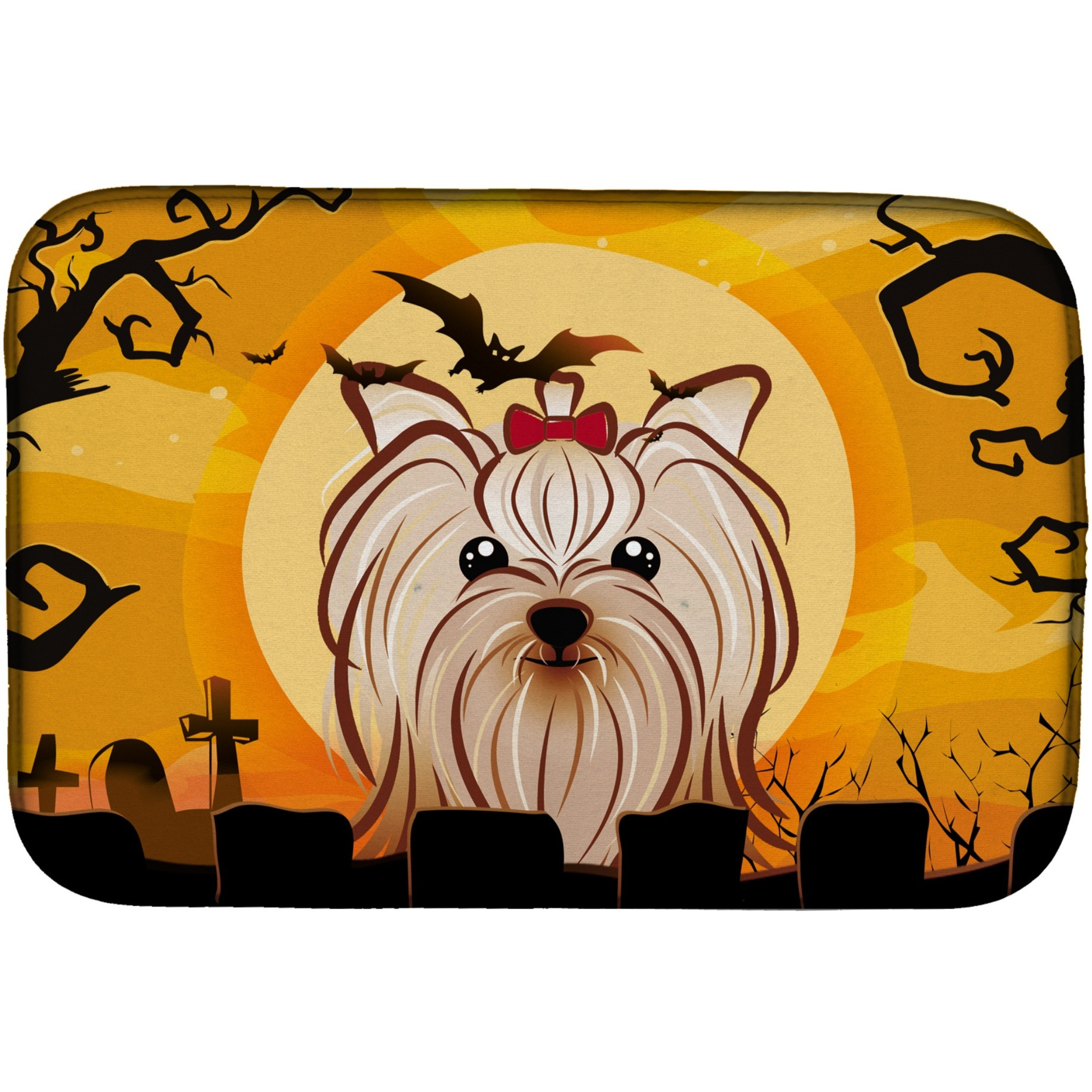 &quotCaroline's Treasures Halloween Yorkie Yorkshire Terrier Dish Drying Mat, 14"" x 21"""