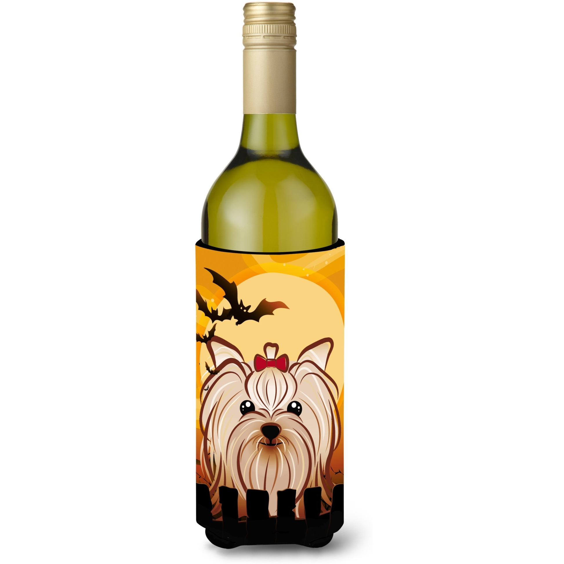 &quotCaroline's Treasures Halloween Yorkie Yorkshire Terrier Wine Bottle Koozie Hugger, 750 ml, Multicolor"