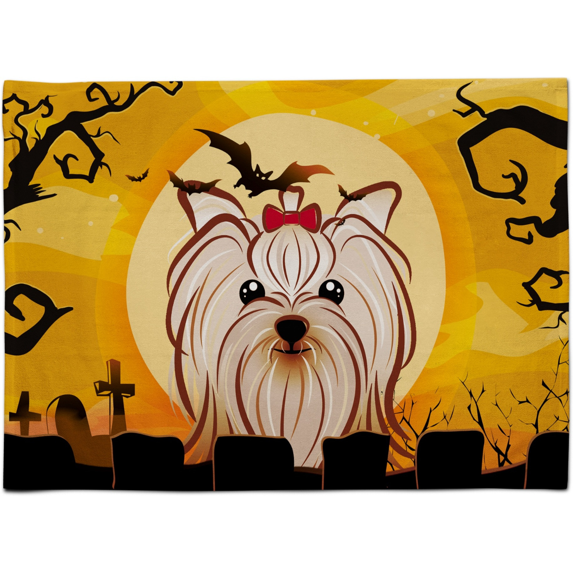 &quotCaroline's Treasures BB1762PLMT Halloween Yorkie Yorkshire Terrier Fabric Placemat, Multicolor"