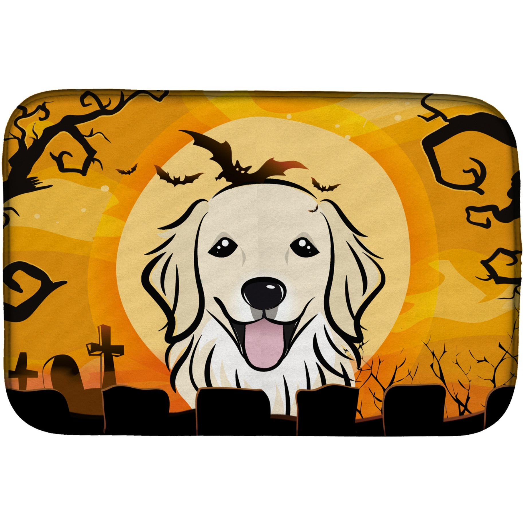&quotCaroline's Treasures Halloween Golden Retriever Dish Drying Mat, 14"" x 21"""
