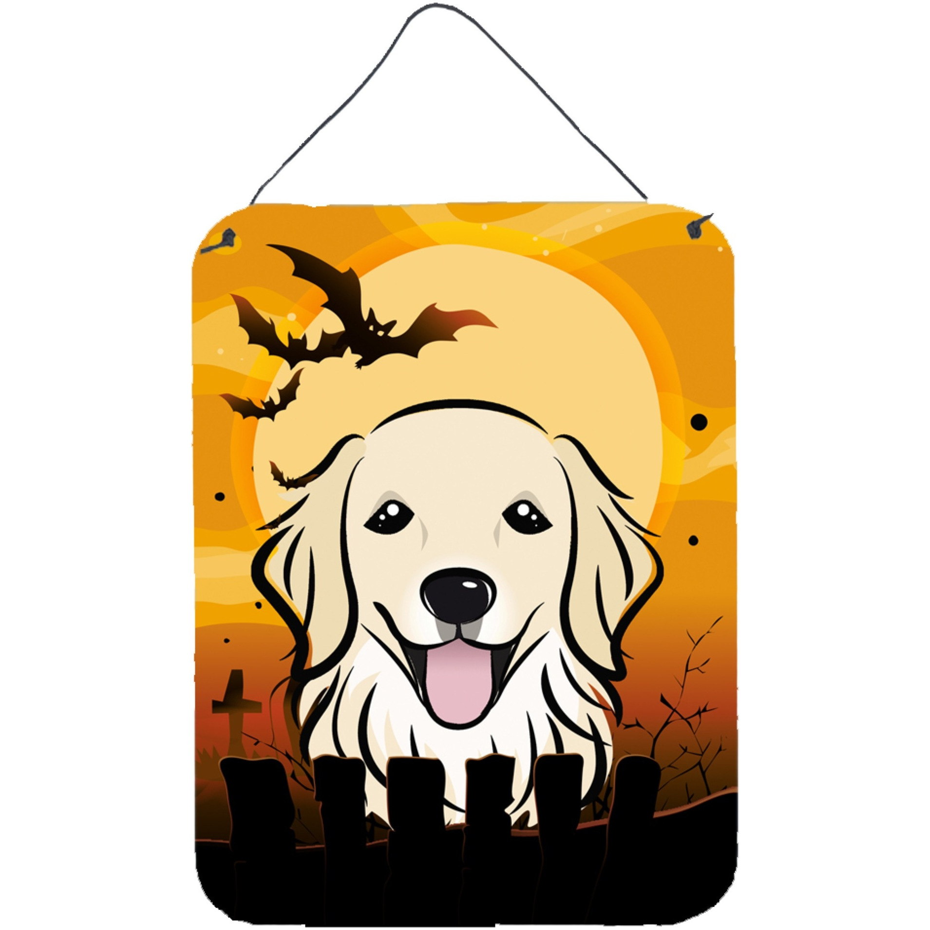 &quotCaroline's Treasures Halloween Golden Retriever Wall or Door Hanging Prints BB1763DS1216, 16HX12W, Multicolor"