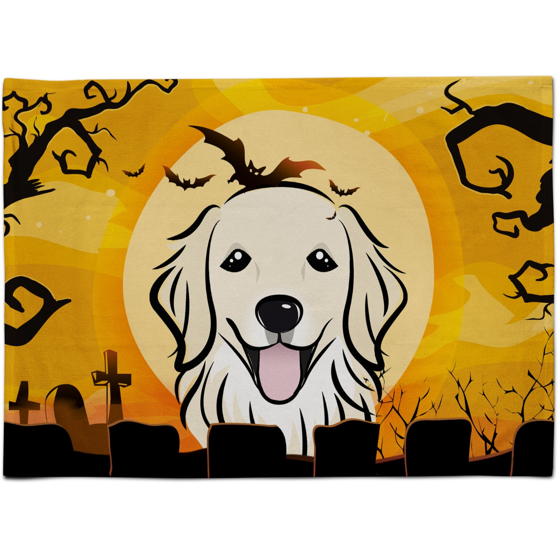 &quotCaroline's Treasures BB1763PLMT Halloween Golden Retriever Fabric Placemat, Multicolor"