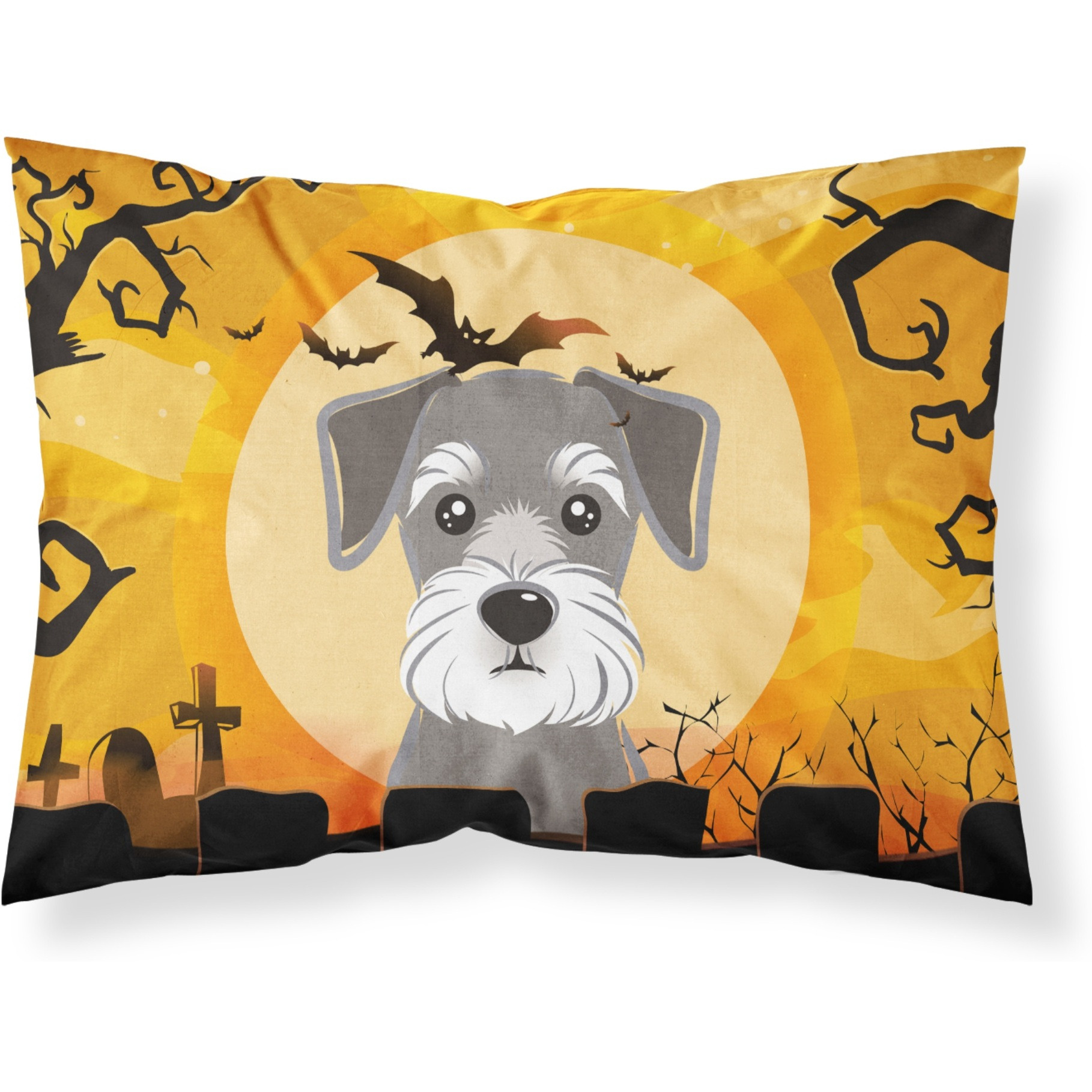 &quotCaroline's Treasures BB1764PILLOWCASE Halloween Schnauzer Fabric Standard Pillowcase, Large, Multicolor"