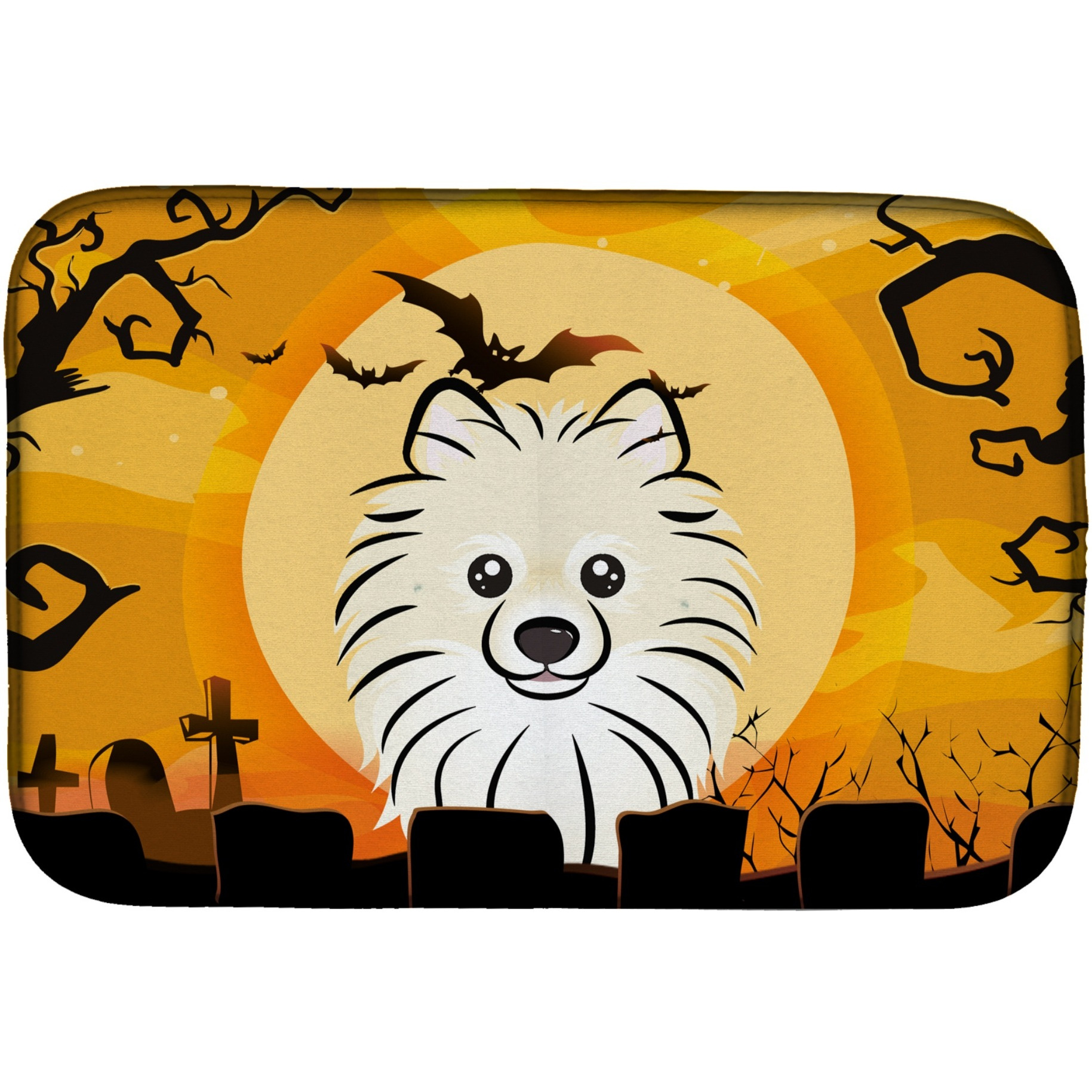 &quotCaroline's Treasures Halloween Pomeranian Dish Drying Mat, 14"" x 21"""