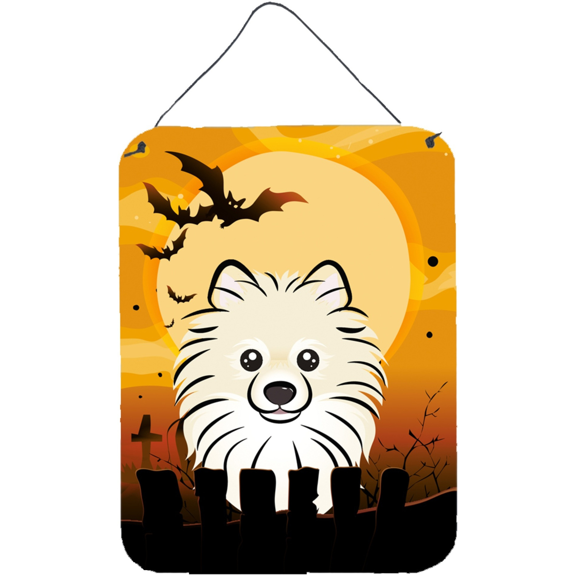 &quotCaroline's Treasures Halloween Pomeranian Wall or Door Hanging Prints BB1765DS1216, 16HX12W, Multicolor"