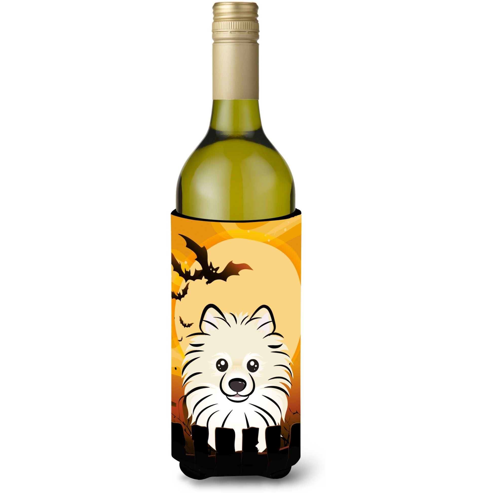 &quotCaroline's Treasures Halloween Pomeranian Wine Bottle Koozie Hugger, 750 ml, Multicolor"
