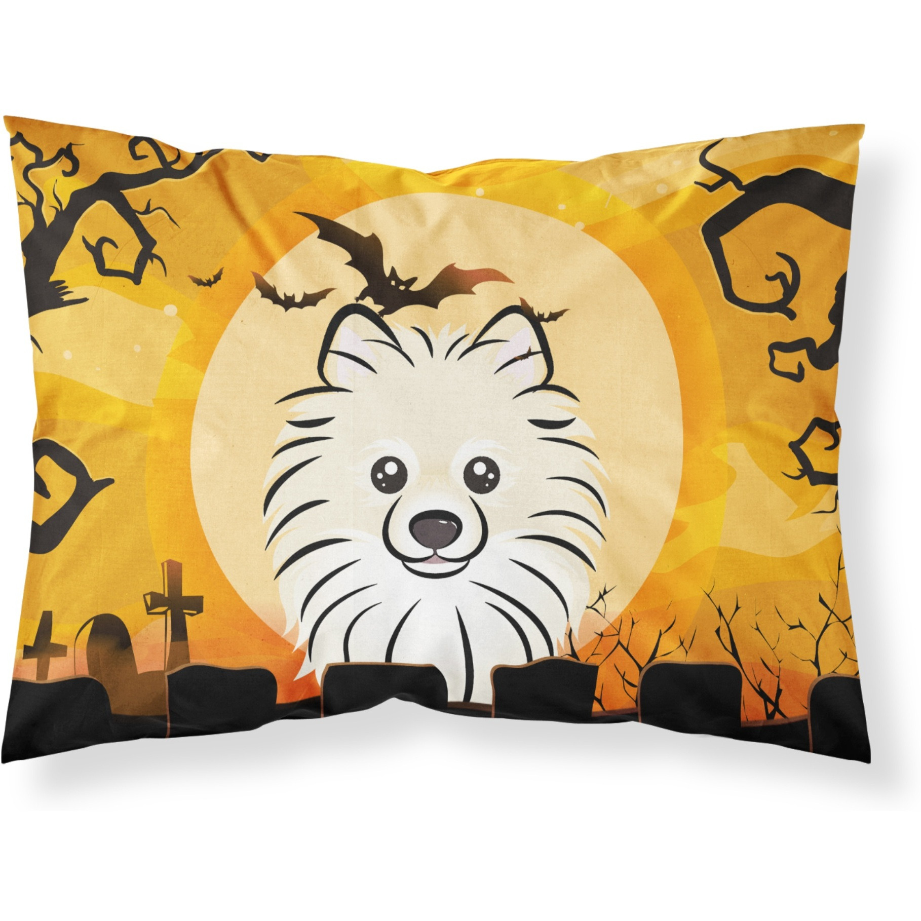 &quotCaroline's Treasures BB1765PILLOWCASE Halloween Pomeranian Fabric Standard Pillowcase, Large, Multicolor"