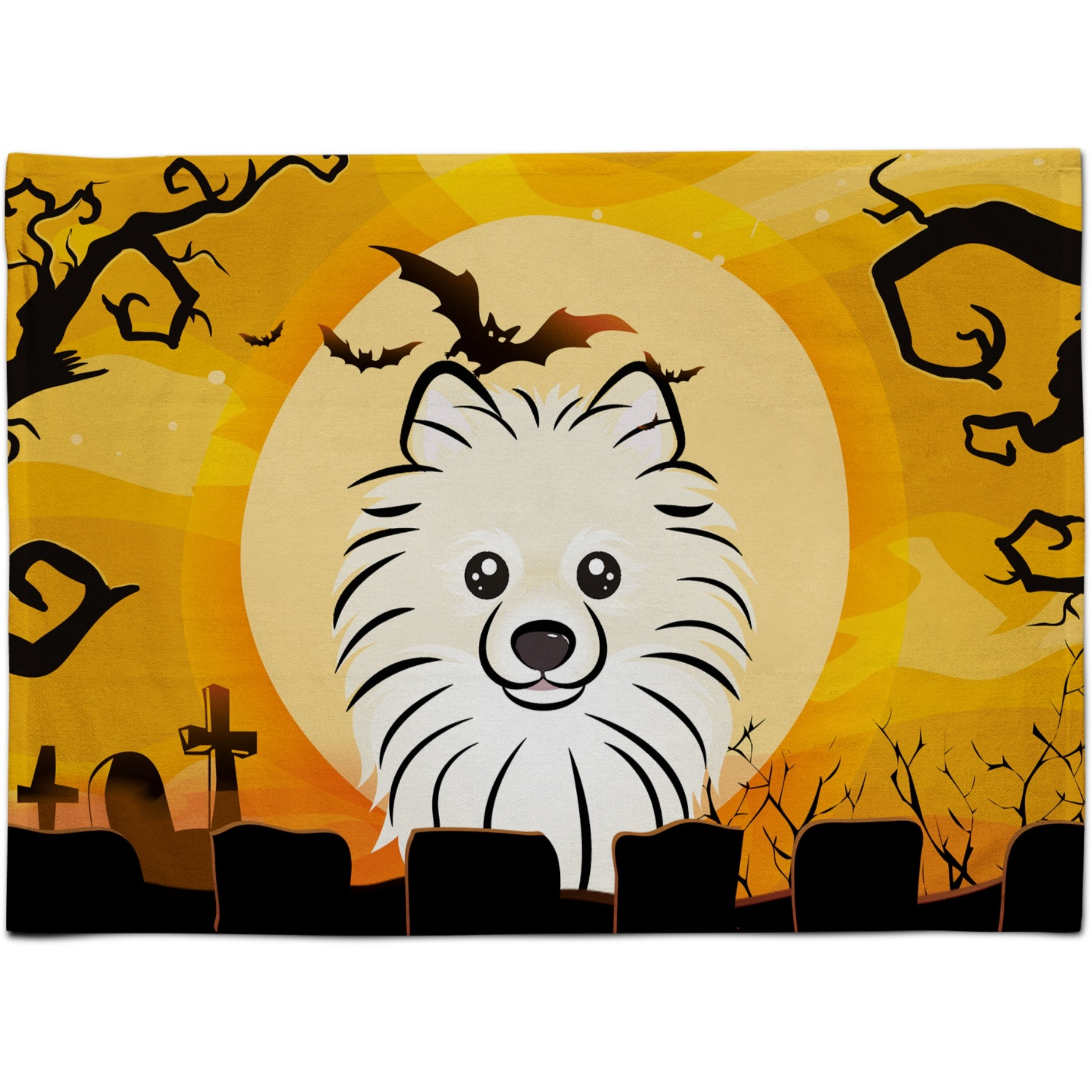 &quotCaroline's Treasures BB1765PLMT Halloween Pomeranian Fabric Placemat, Multicolor"
