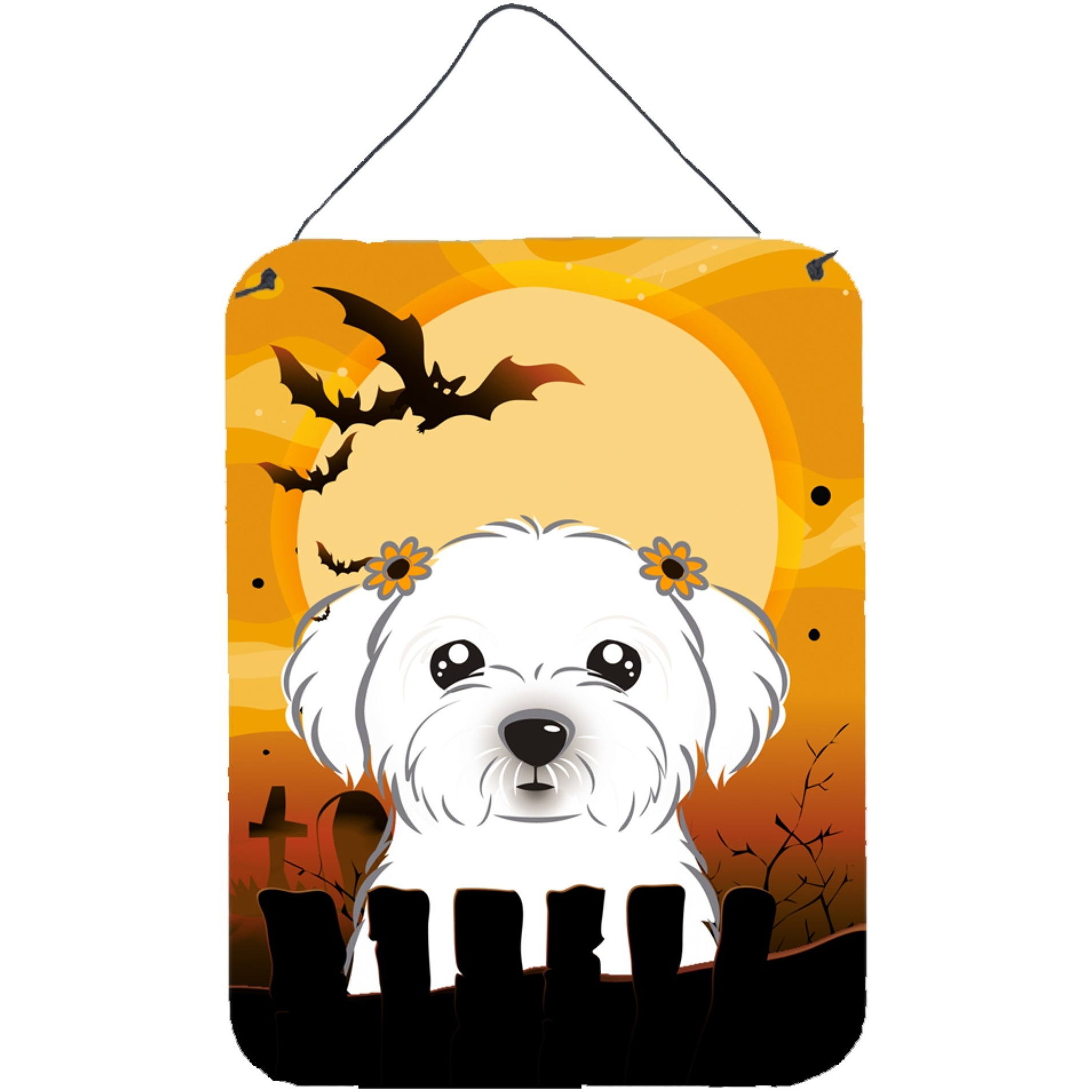 &quotCaroline's Treasures Halloween Maltese Wall or Door Hanging Prints BB1766DS1216, 16HX12W, Multicolor"