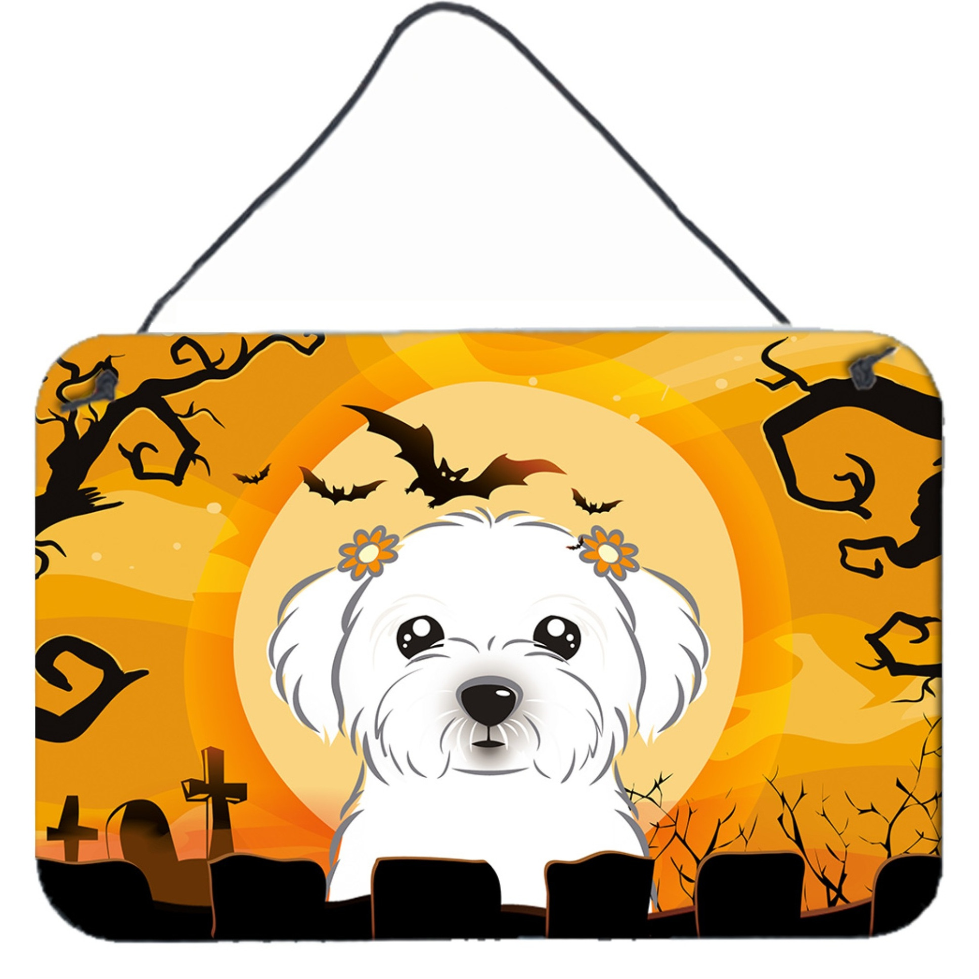 &quotCaroline's Treasures Halloween Maltese Wall or Door Hanging Prints BB1766DS812, 8HX12W"