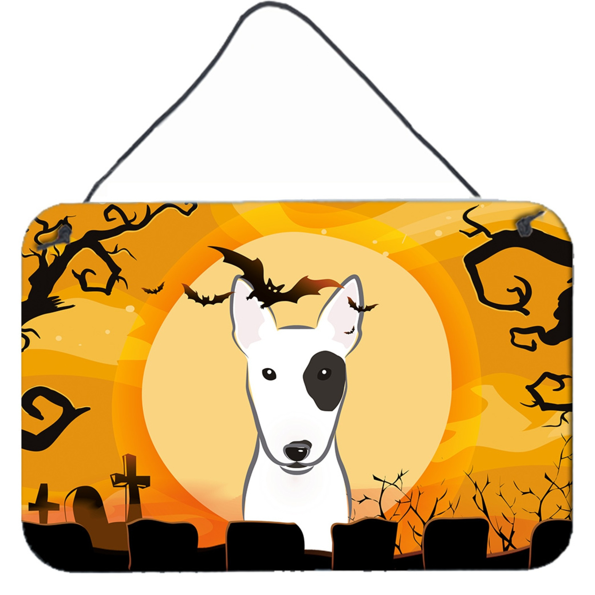 &quotCaroline's Treasures Halloween Bull Terrier Wall or Door Hanging Prints BB1767DS812, 8HX12W, Multicolor"