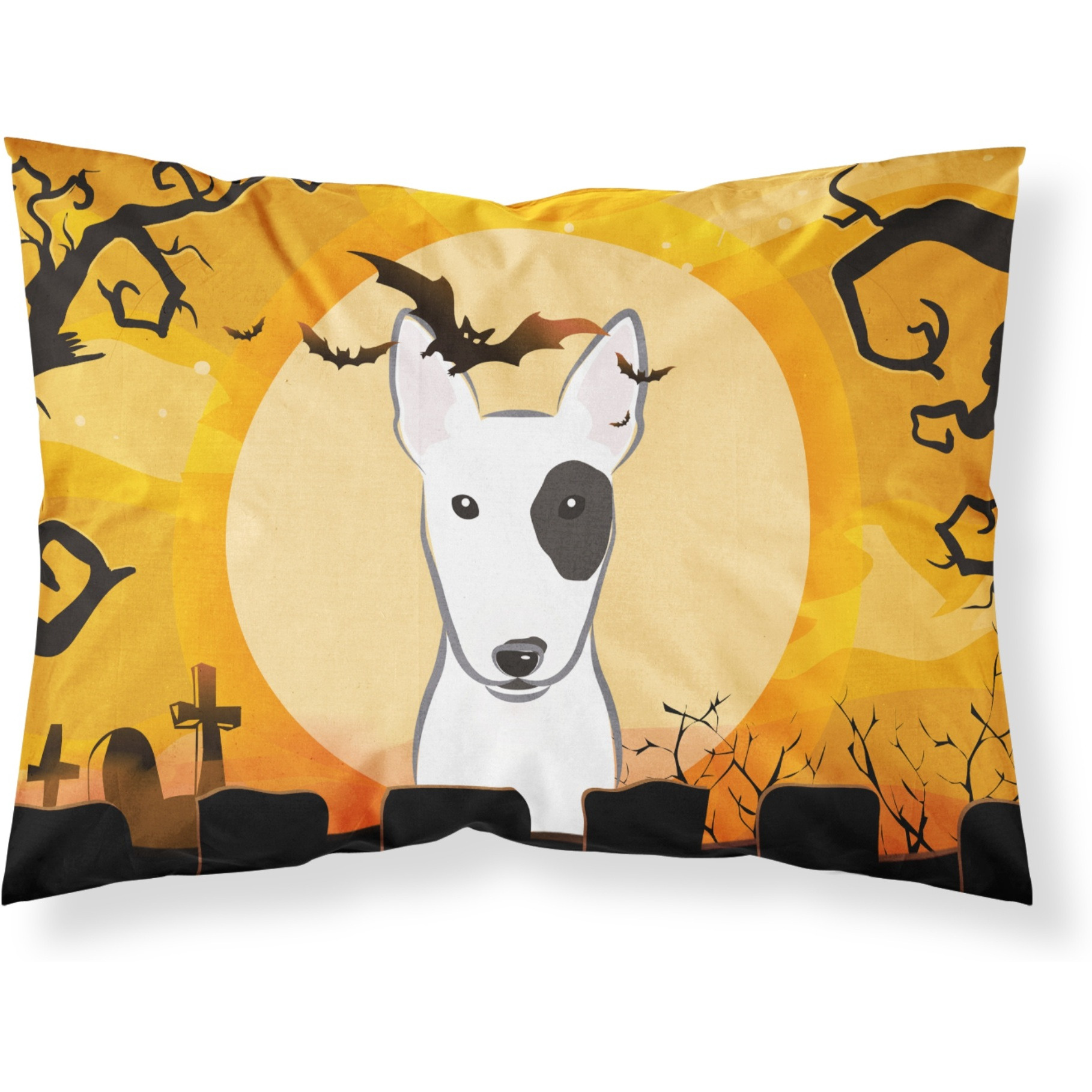 &quotCaroline's Treasures BB1767PILLOWCASE Halloween Bull Terrier Fabric Standard Pillowcase, Large, Multicolor"