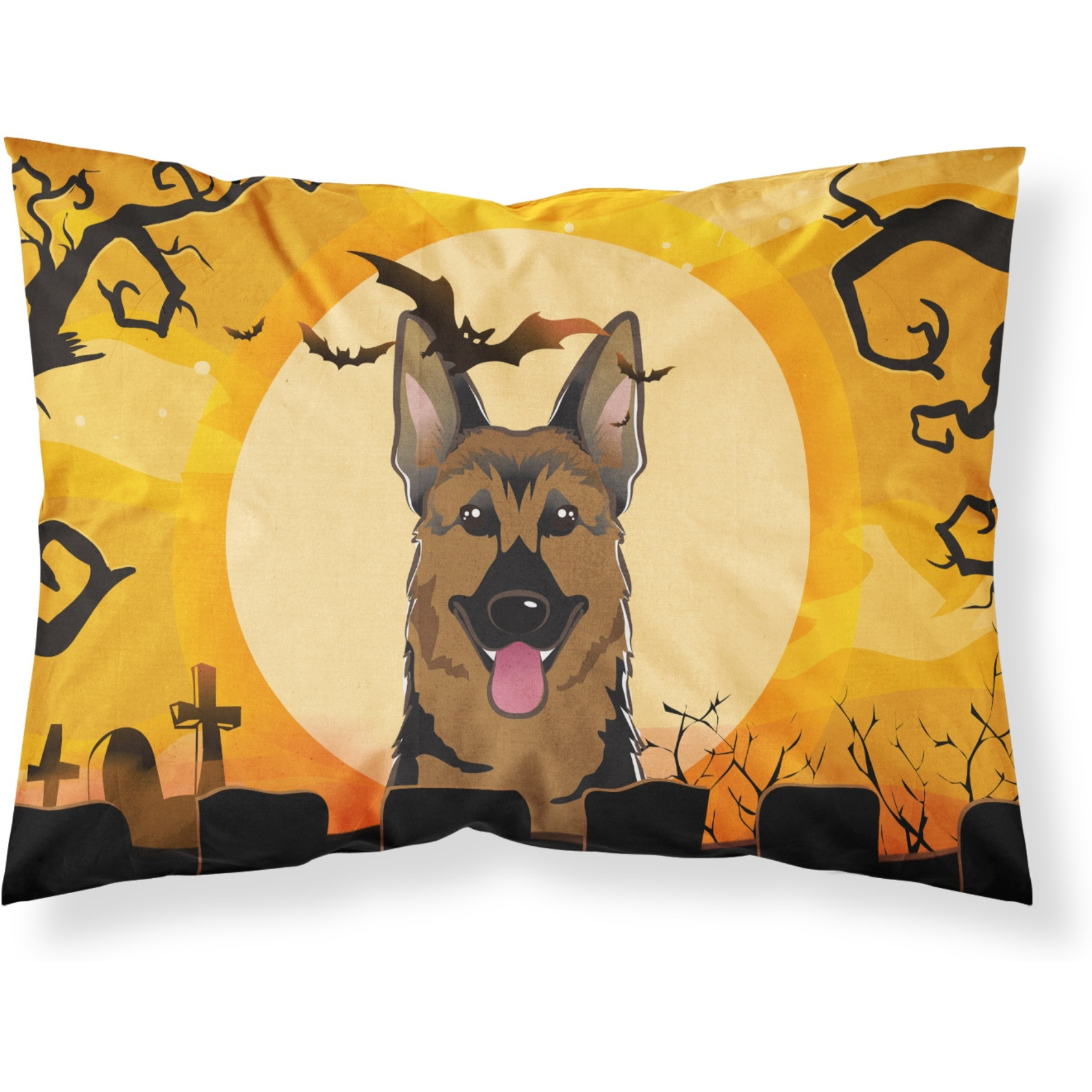 &quotCaroline's Treasures BB1769PILLOWCASE Halloween German Shepherd Fabric Standard Pillowcase, Large, Multicolor"