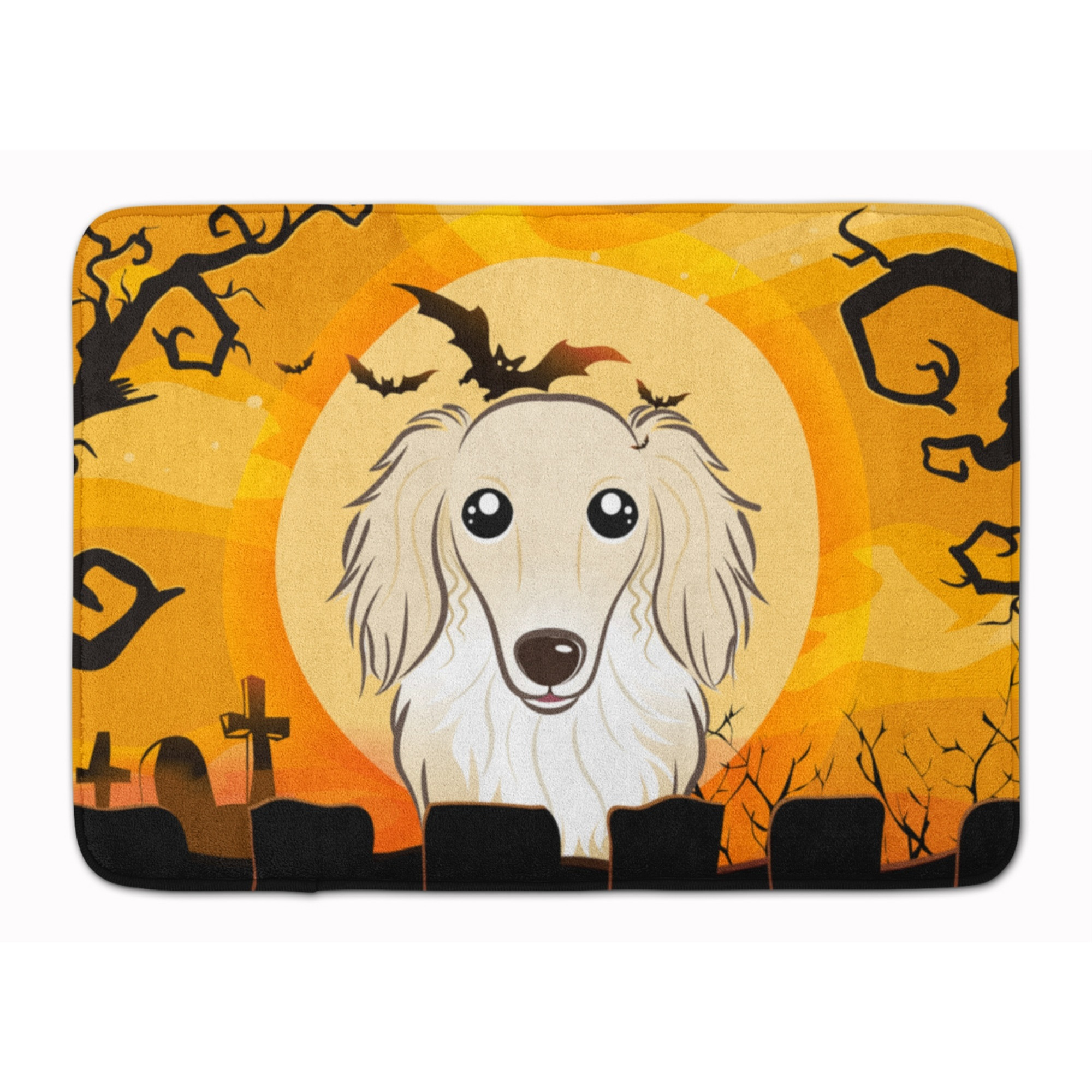 &quotCaroline's Treasures Halloween Longhair Creme Dachshund Floor Mat, 19"" x 27"", Multicolor"