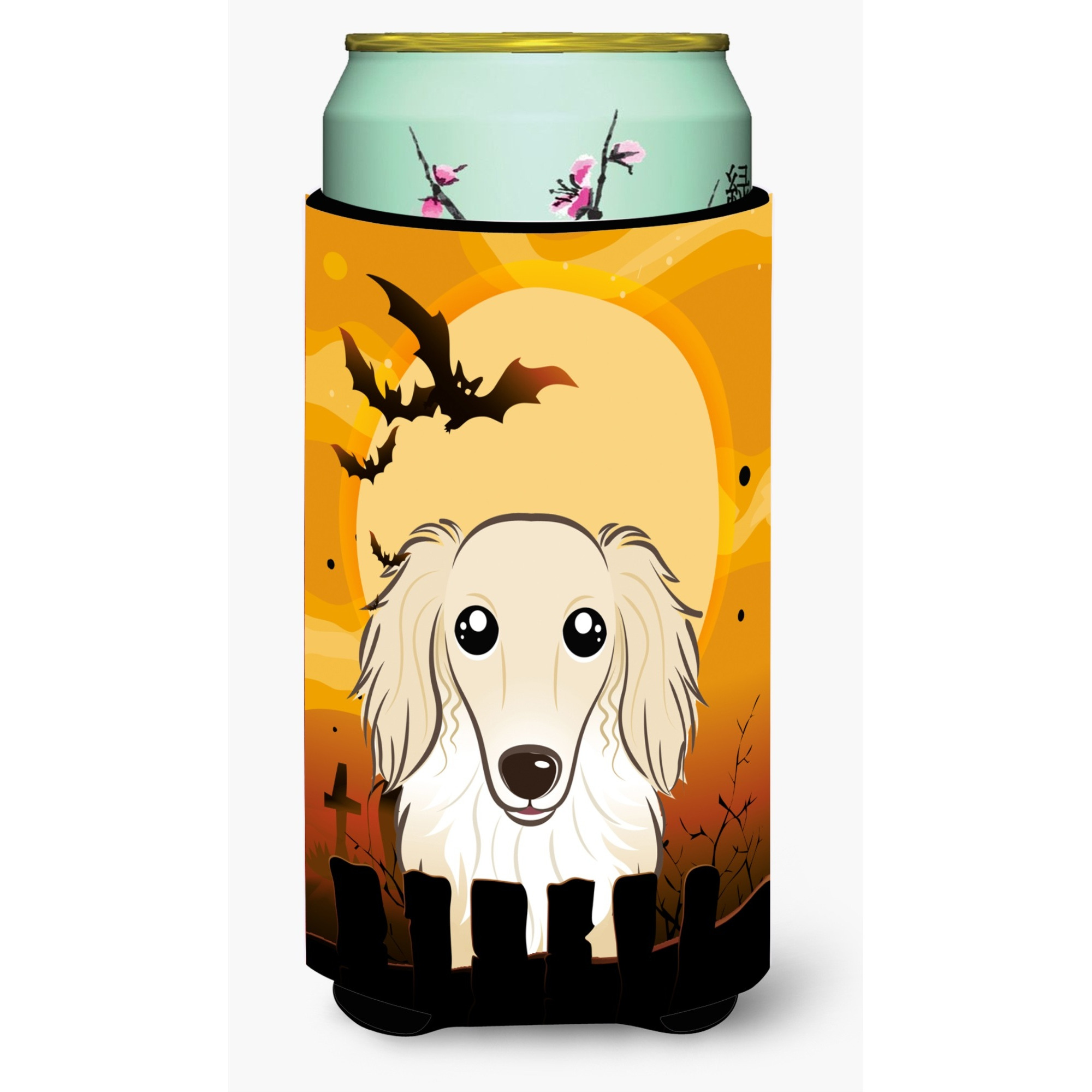 &quotCaroline's Treasures Halloween Longhair Creme Dachshund Tall Boy Koozie Hugger, Multicolor"