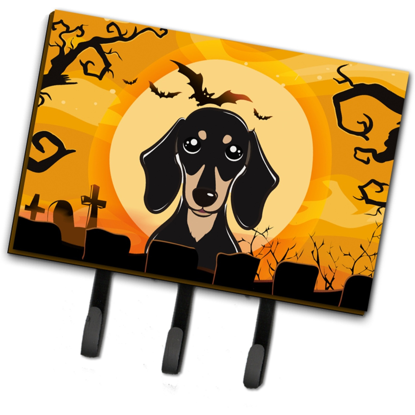 &quotCaroline's Treasures BB1773TH68 Halloween Smooth Black and Tan Dachshund Leash or Key Holder, Large, Multicolor"