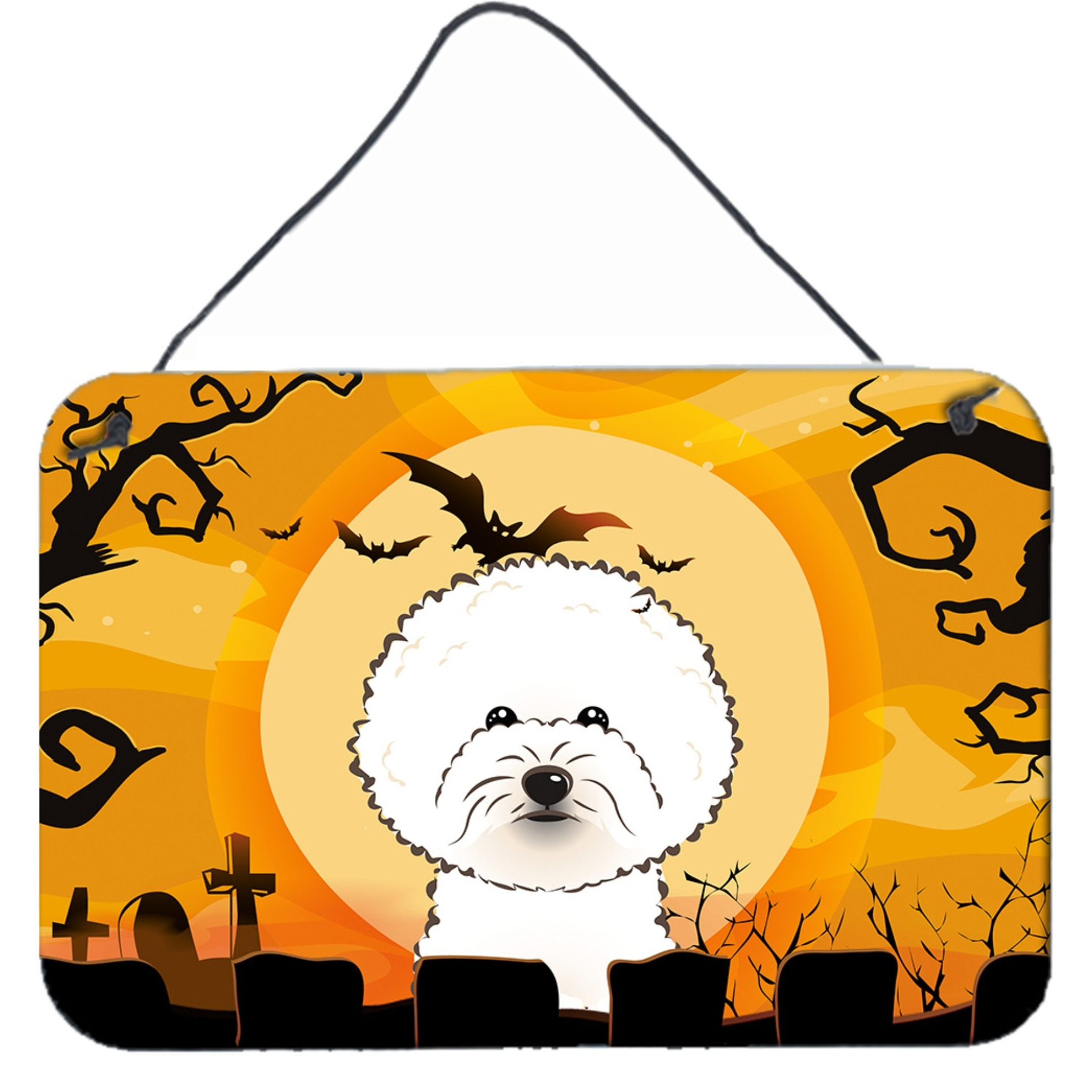&quotCaroline's Treasures Halloween Bichon Frise Wall or Door Hanging Prints BB1775DS812, 8HX12W, Multicolor"