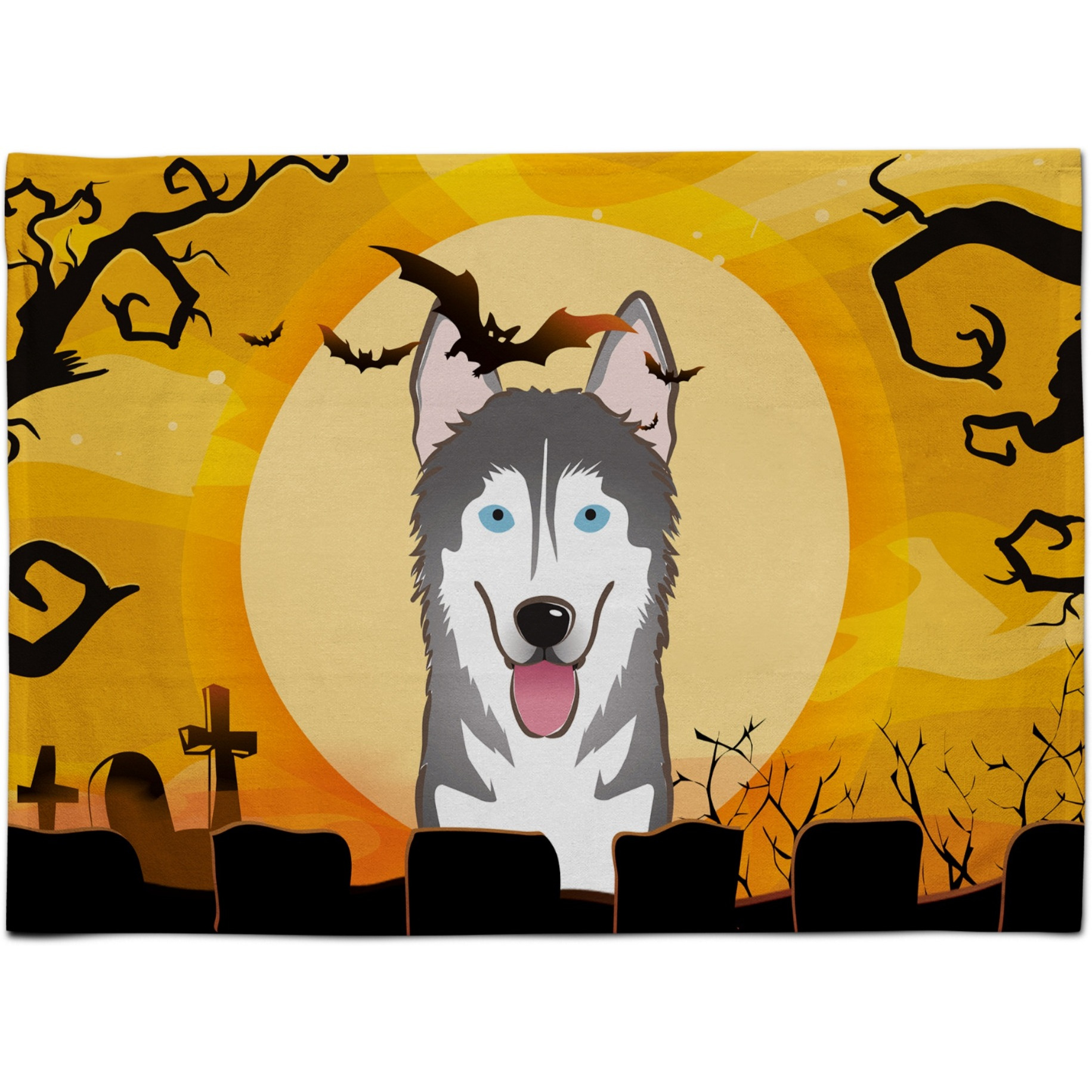 &quotCaroline's Treasures BB1776PLMT Halloween Alaskan Malamute Fabric Placemat, Multicolor"