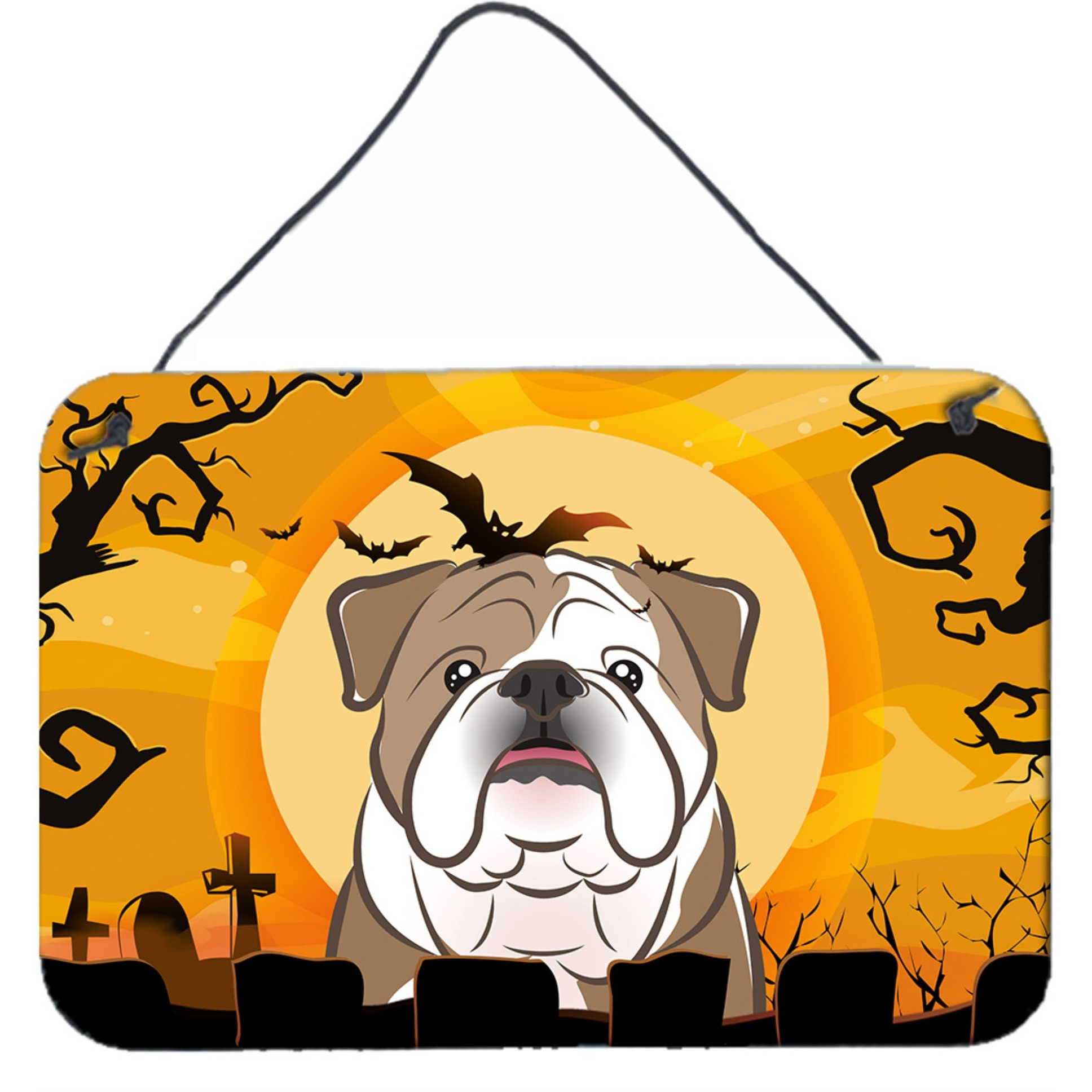 &quotCaroline's Treasures Halloween English Bulldog Wall or Door Hanging Prints BB1777DS812, 8HX12W, Multicolor"