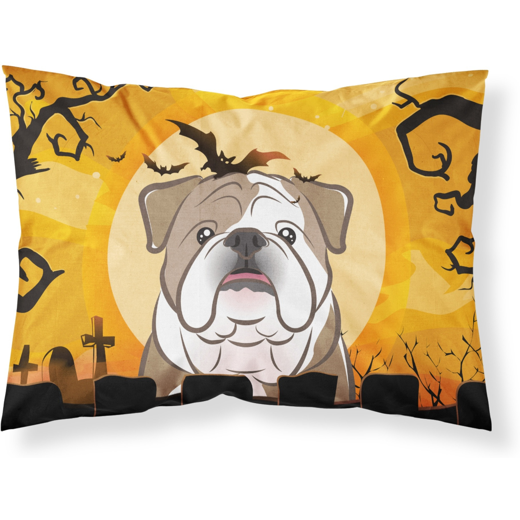 &quotCaroline's Treasures BB1777PILLOWCASE Halloween English Bulldog Fabric Standard Pillowcase, Large, Multicolor"