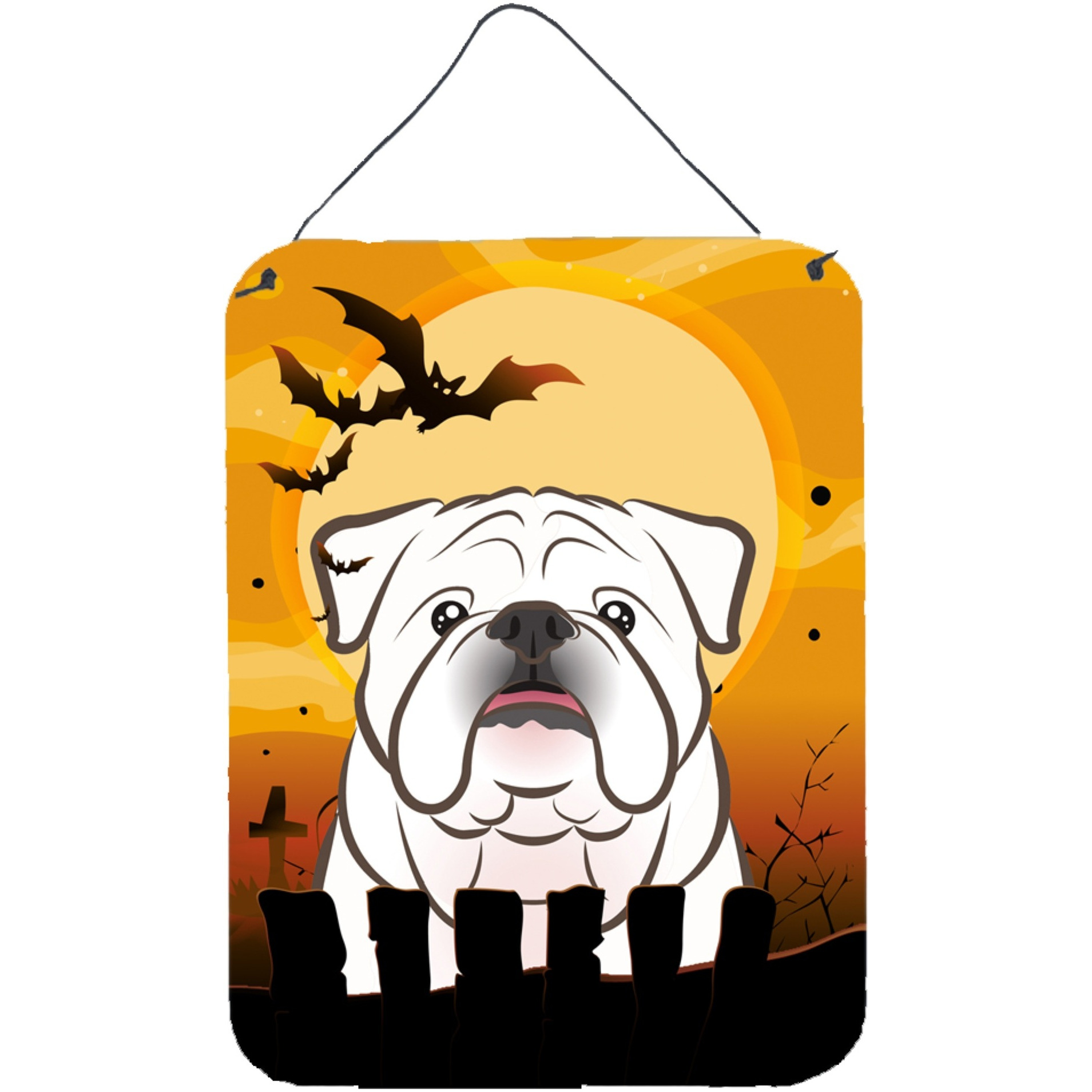 &quotCaroline's Treasures Halloween White English Bulldog Wall or Door Hanging Prints BB1778DS1216, 16"&quotH x 12"&quotW, Multicolor"