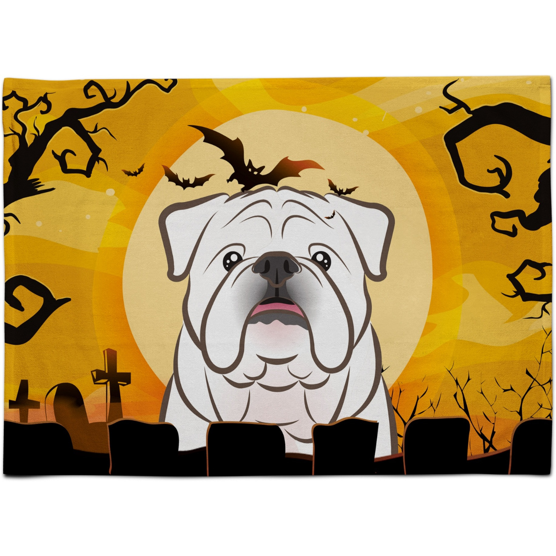 &quotCaroline's Treasures BB1778PLMT Halloween White English Bulldog Fabric Placemat, Multicolor"
