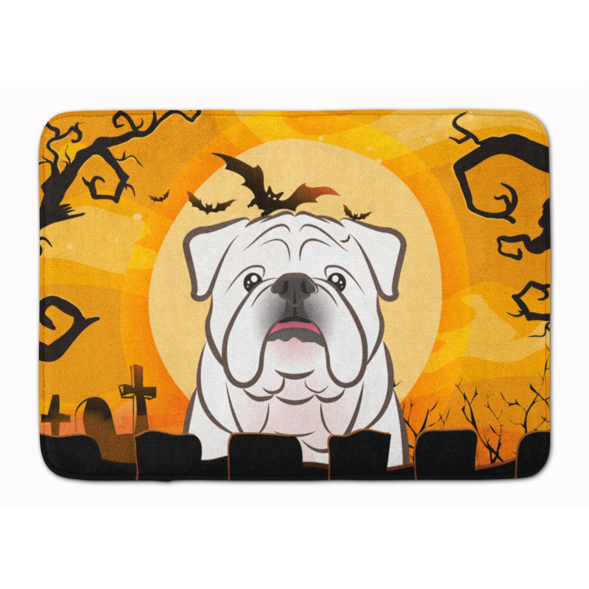 &quotCaroline's Treasures Halloween White English Bulldog Floor Mat, 19"" x 27"", Multicolor"