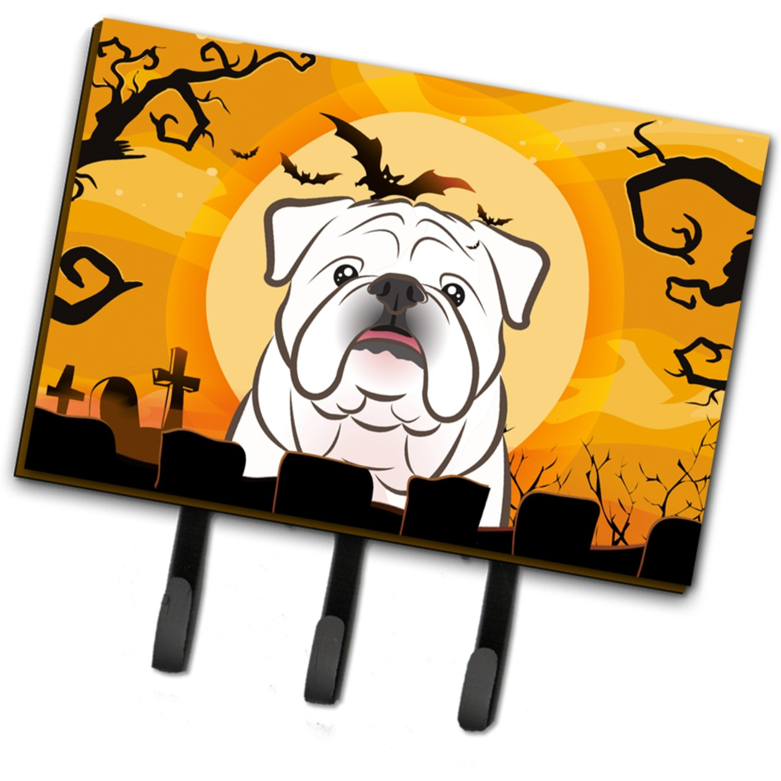 &quotCaroline's Treasures BB1778TH68 Halloween White English Bulldog Leash or Key Holder, Large, Multicolor"