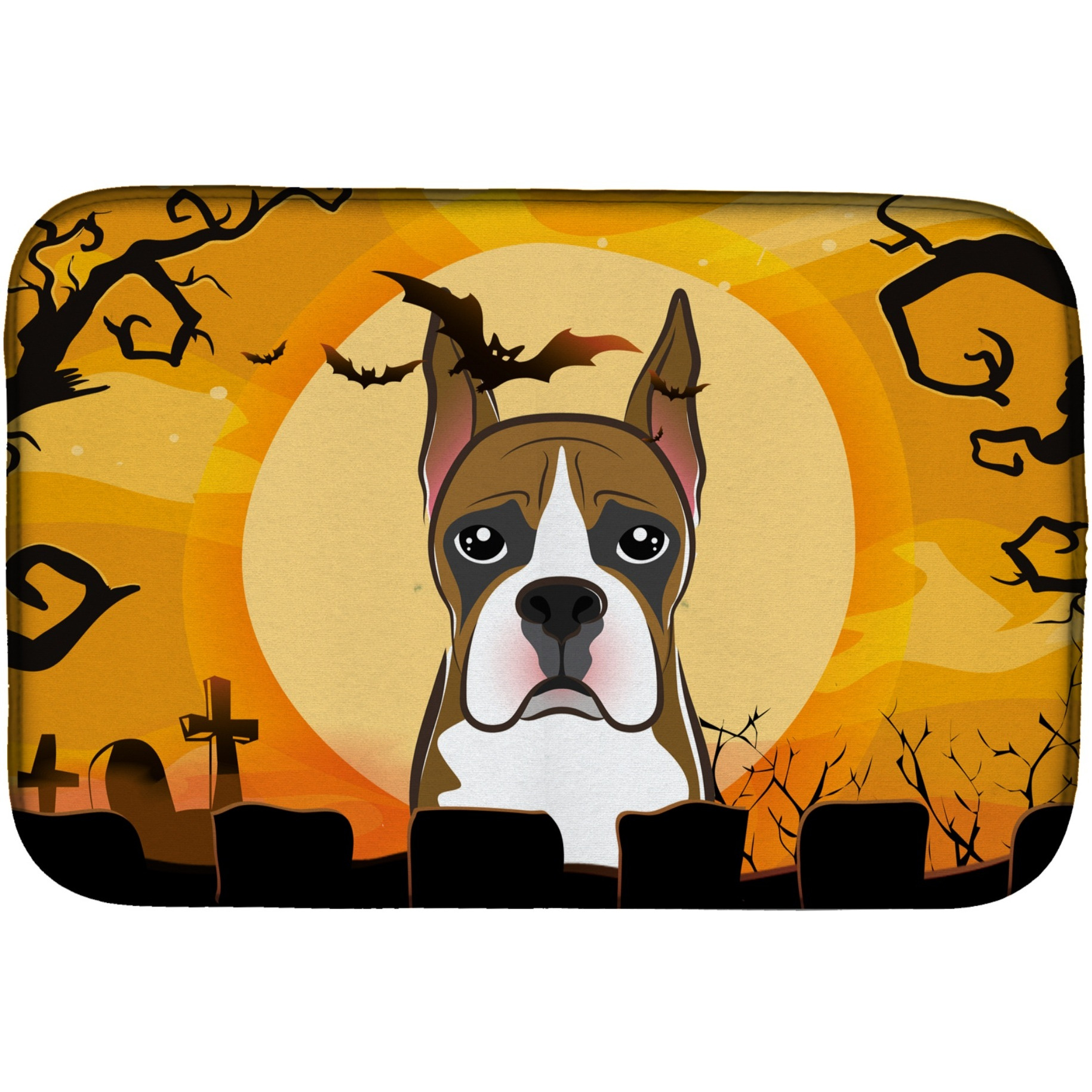 &quotCaroline's Treasures Halloween Boxer Dish Drying Mat, 14"" x 21"""
