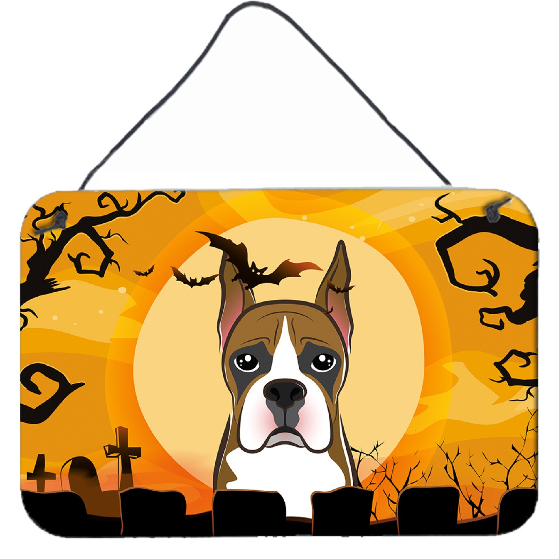 &quotCaroline's Treasures Halloween Boxer Wall or Door Hanging Prints BB1781DS812, 8HX12W"