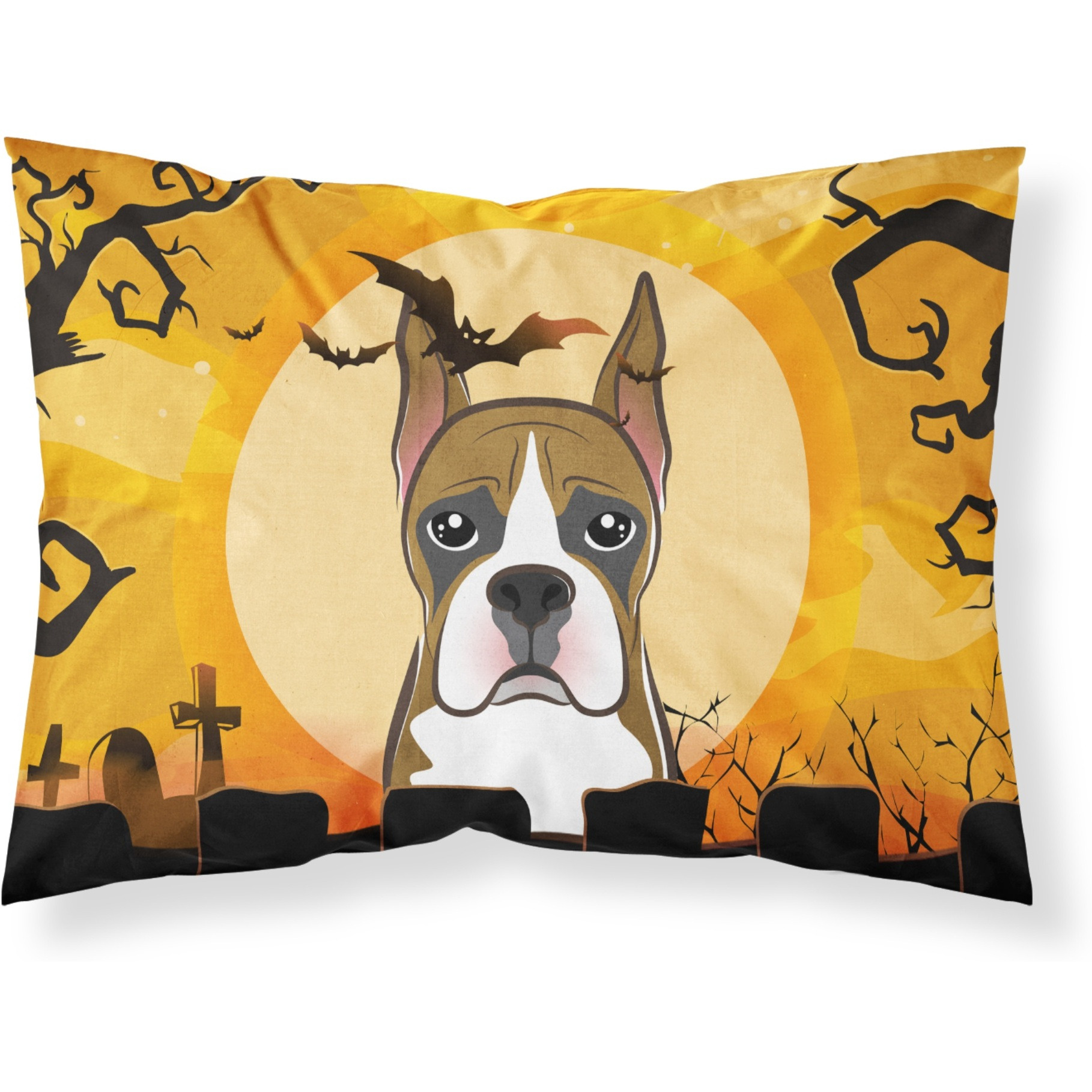 &quotCaroline's Treasures BB1781PILLOWCASE Halloween Boxer Fabric Standard Pillowcase, Large, Multicolor"