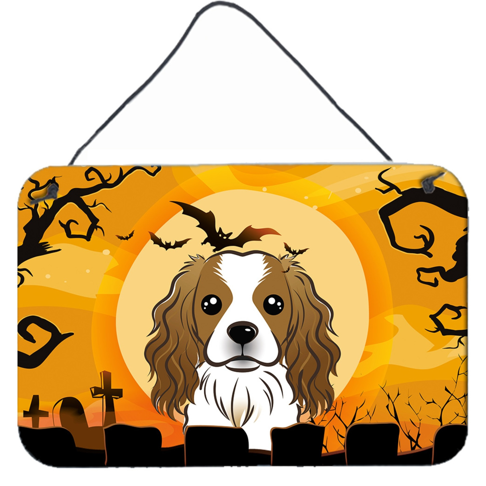 &quotCaroline's Treasures Halloween Cavalier Spaniel Wall or Door Hanging Prints BB1782DS812, 8HX12W, Multicolor"