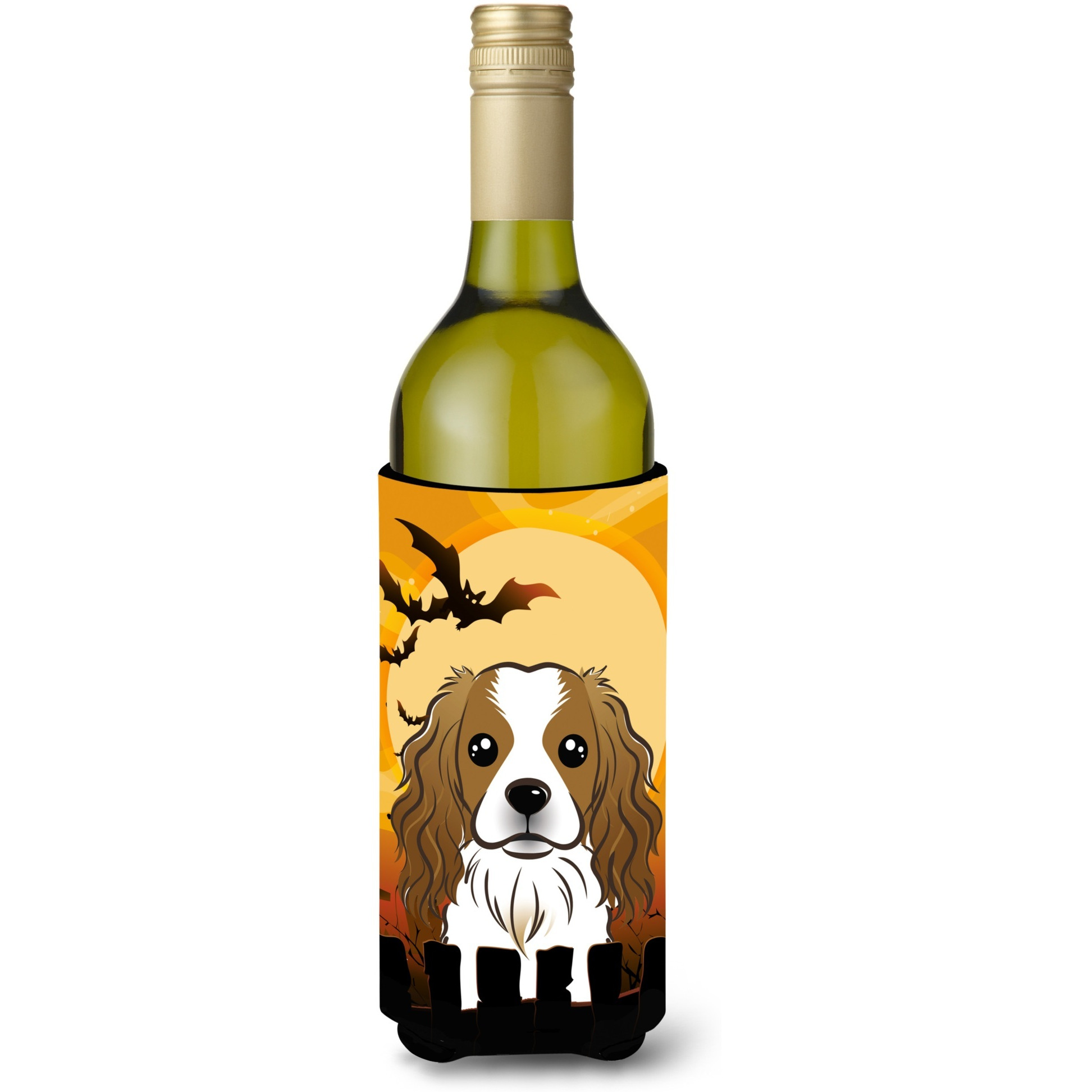 &quotCaroline's Treasures Halloween Cavalier Spaniel Wine Bottle Koozie Hugger, 750 ml, Multicolor"